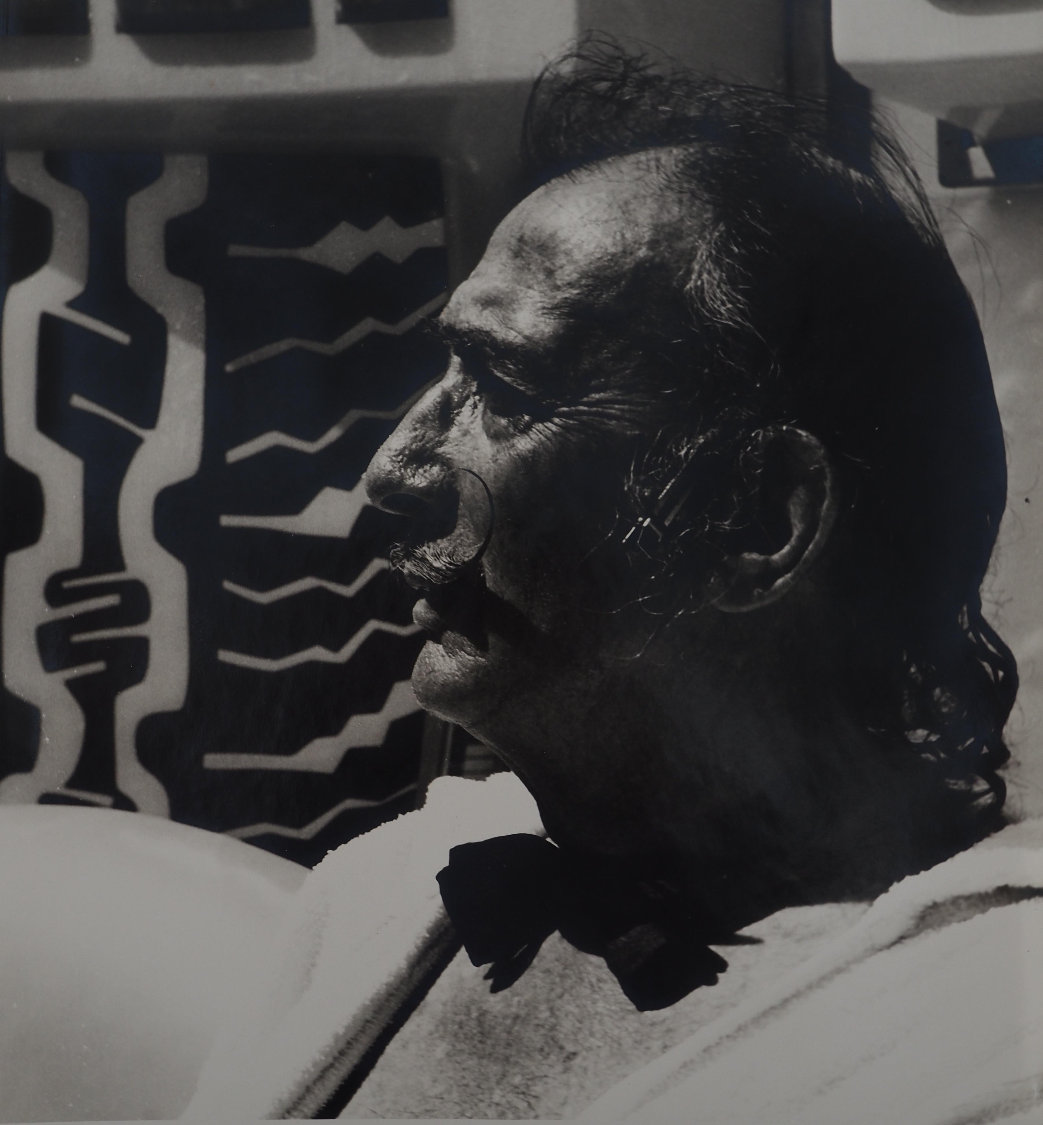 Dalí with a Bow Tie - Original Silver Gelatin Photography - Black Portrait Photograph by Marc Lacroix