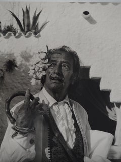 Dalí with White Flowers - Original Gelatin Silver Photography, SIGNED
