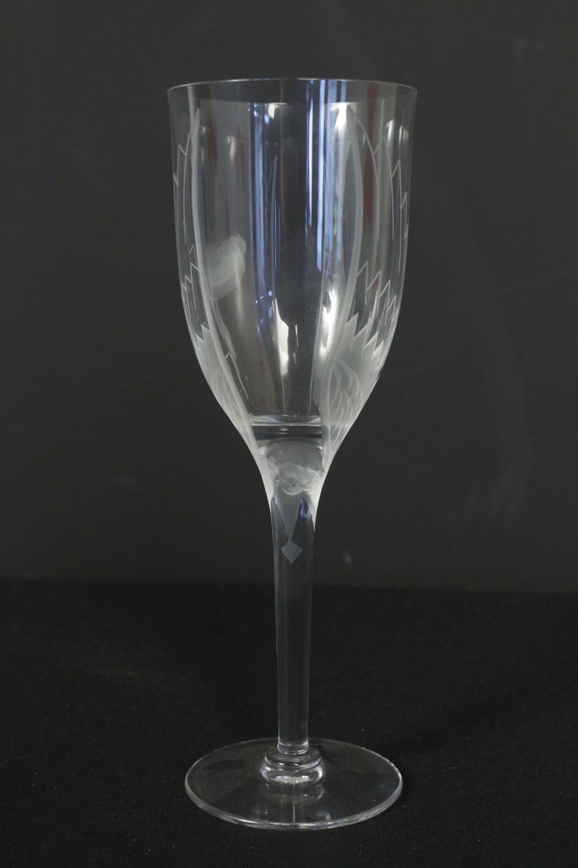 Crystal Marc Lalique, 8 Flutes à Champagne 
