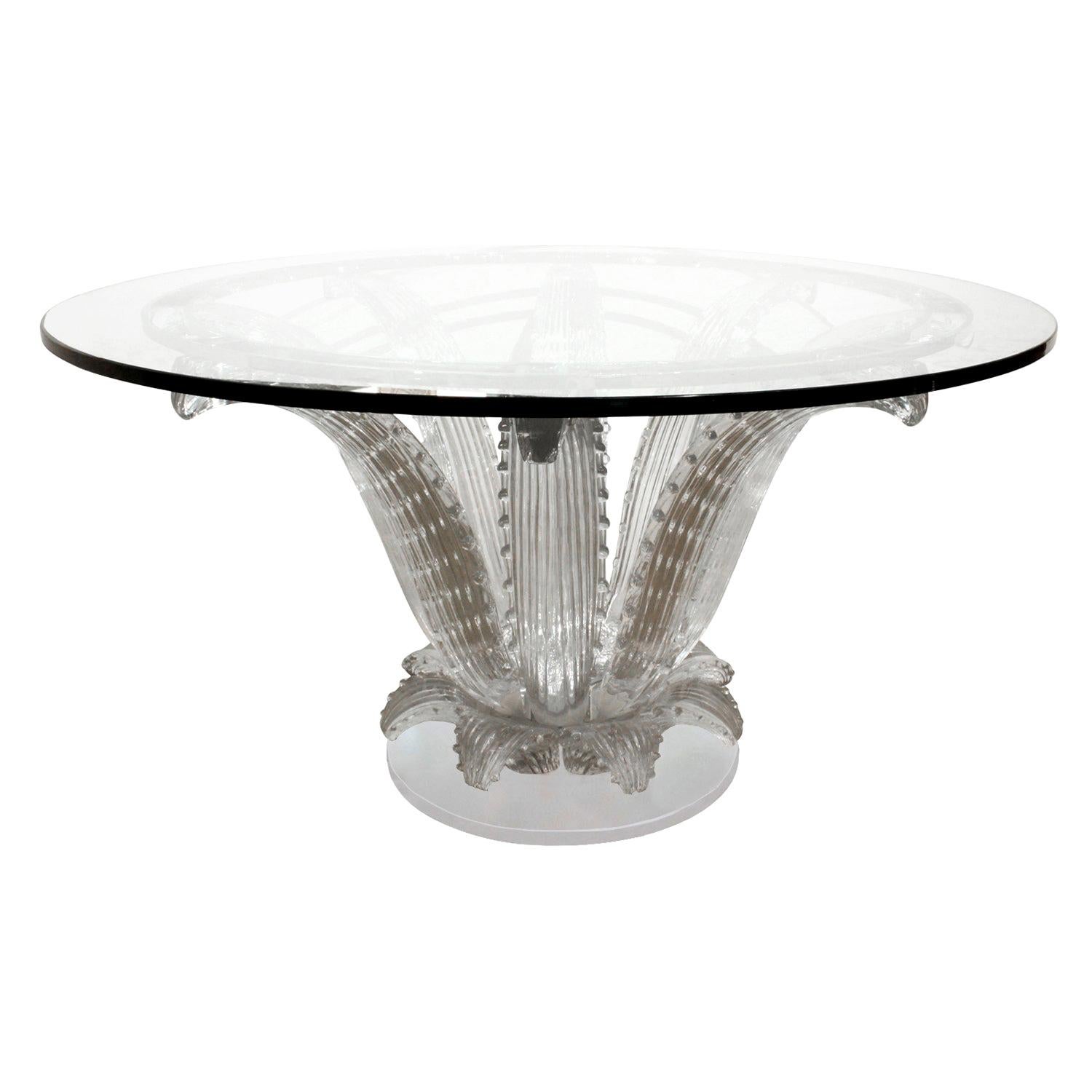 Marc Lalique "Cactus Table" in Clear Crystal 1985 (signed)