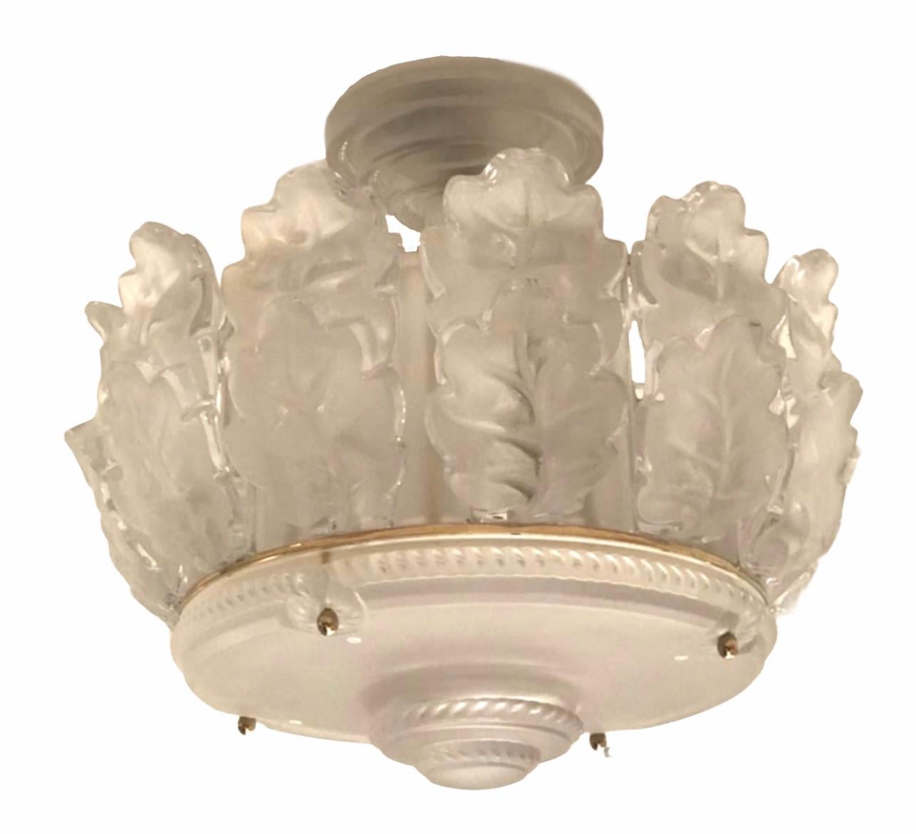French Marc Lalique Ceiling Chandelier 
