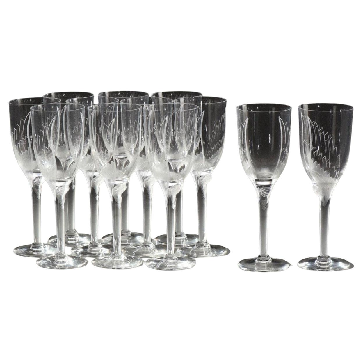 Marc Lalique: Twelve Crystal "Angel" Champagne Flutes