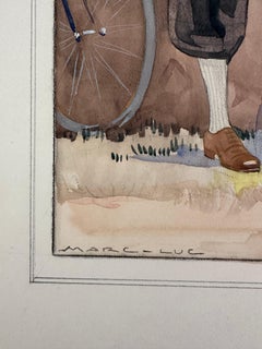 Due ragazzi (Art Deco Knickers Suit Bicycle riding Attire Fashion Illustration).