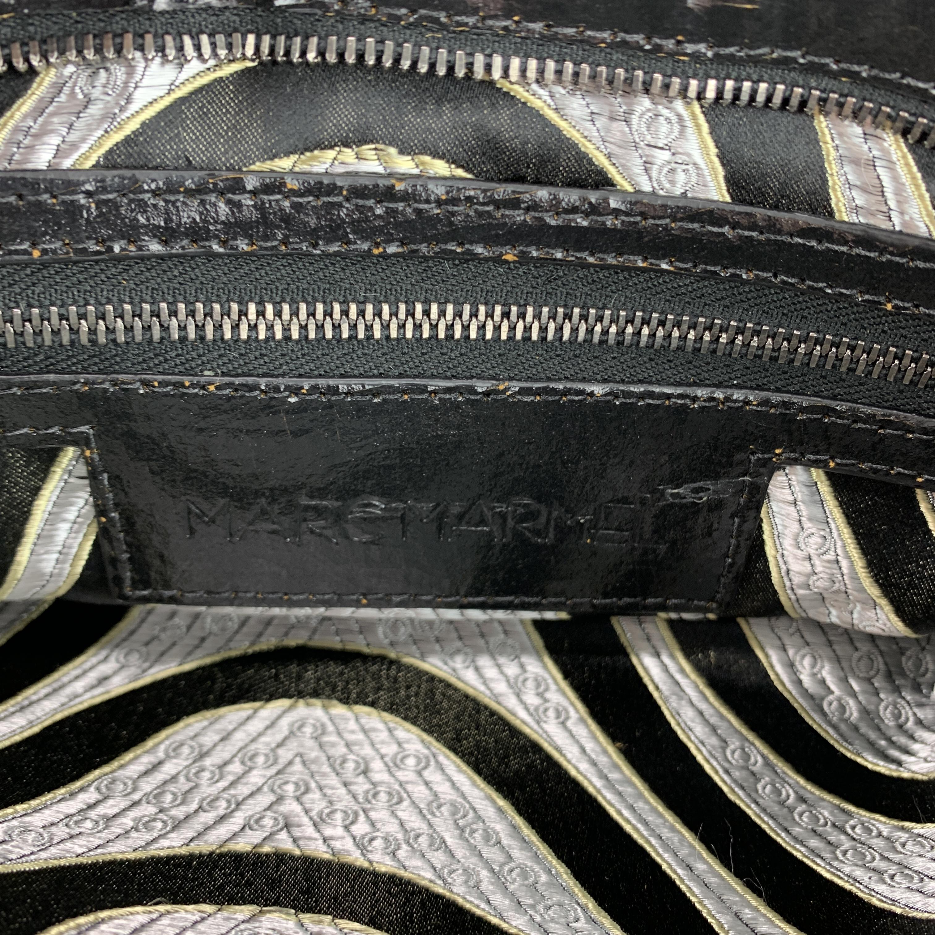 MARC MARMEL Distressed Black Coated Leather Shain Strap Handbag 3