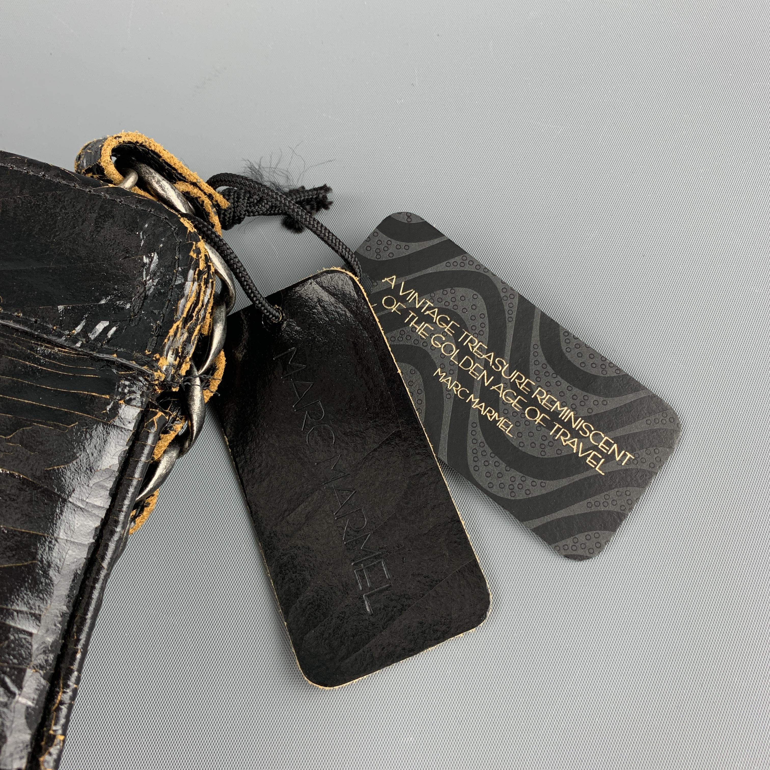 MARC MARMEL Distressed Black Coated Leather Shain Strap Handbag 6