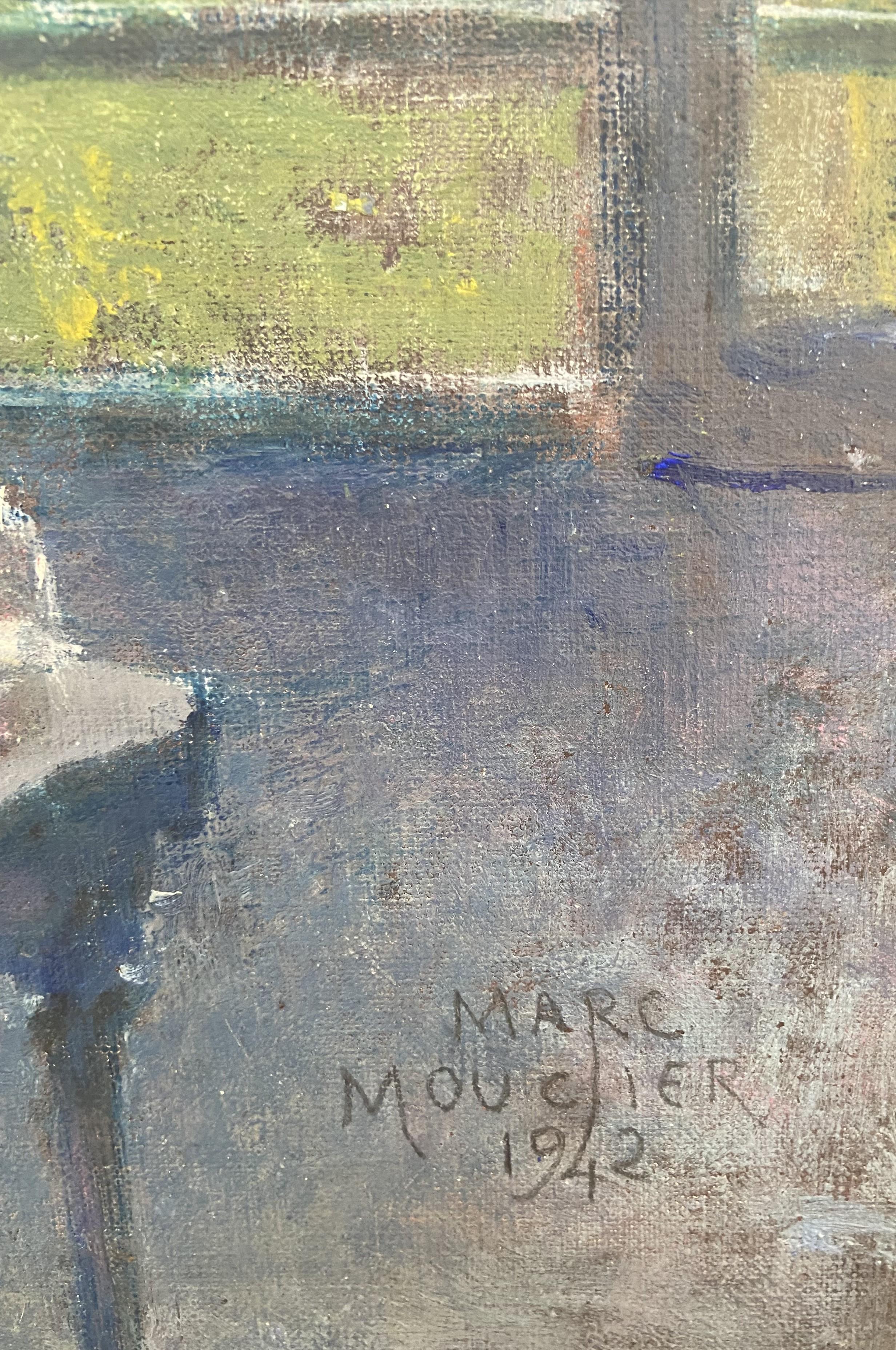 Marc Mouclier (1866-1947) Le Drapeau à la fenêtre, 1942 huile sur panneau signée en vente 3