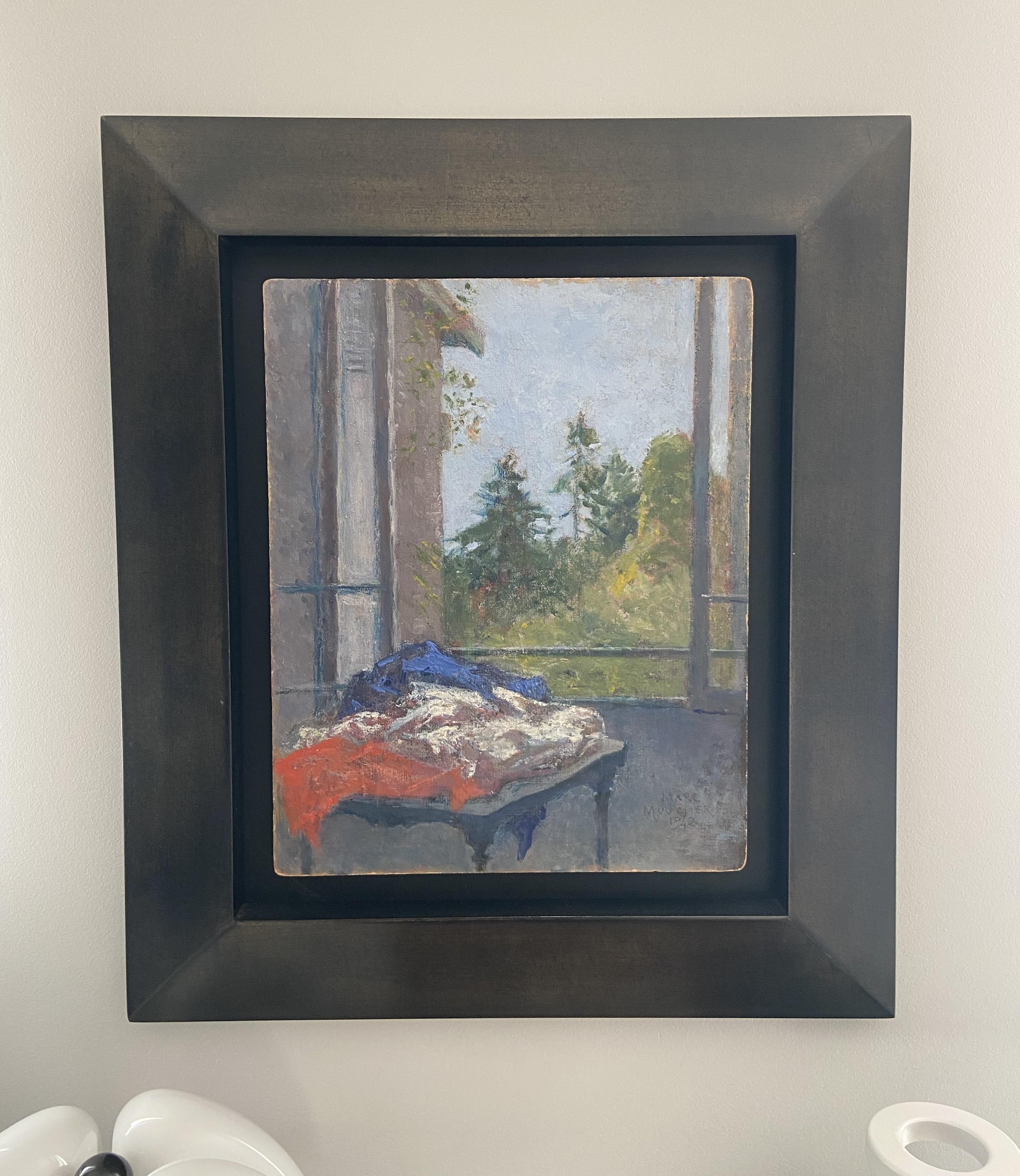 Marc Mouclier (1866-1947) Le Drapeau à la fenêtre, 1942 huile sur panneau signée en vente 5