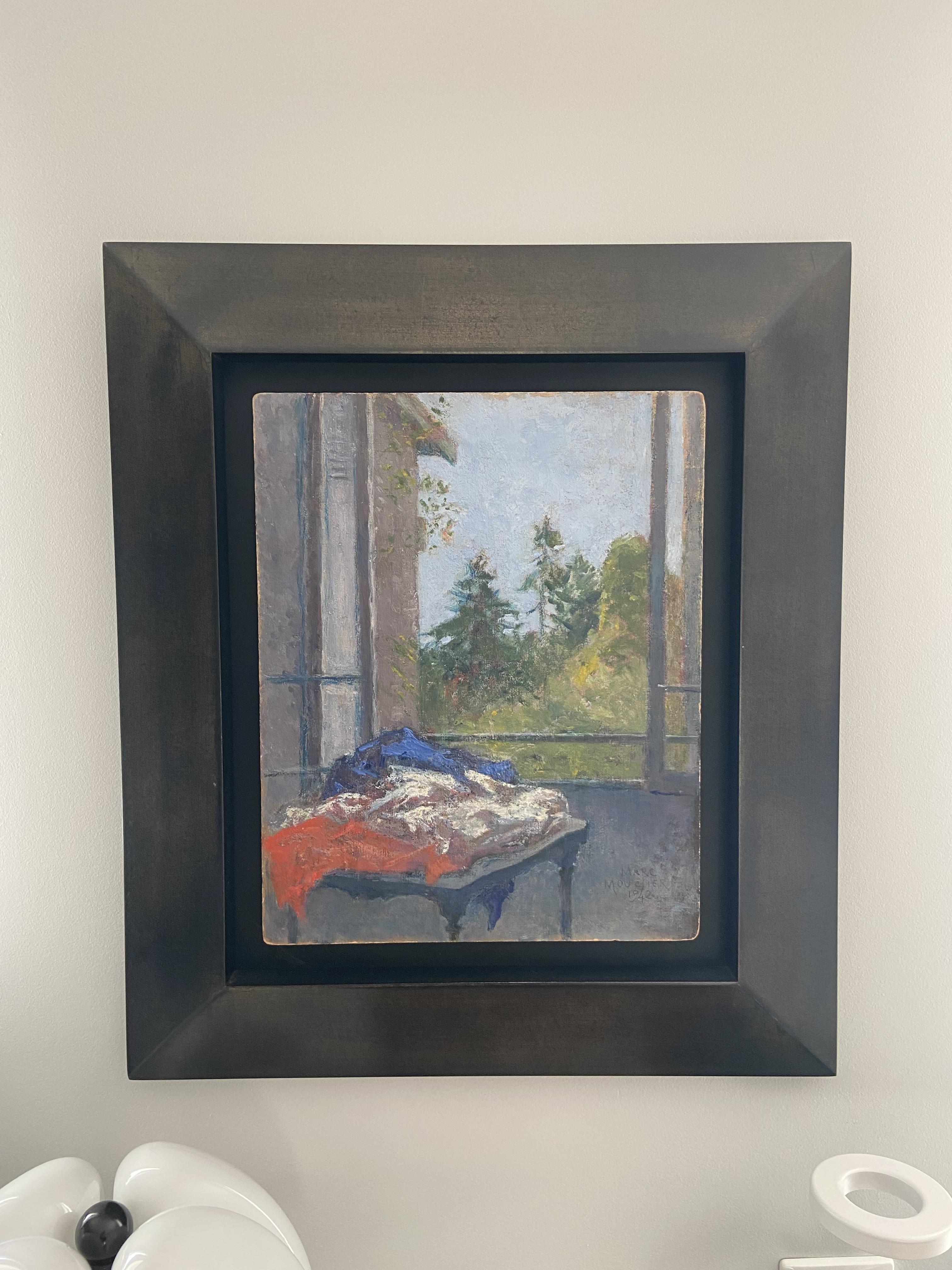 Marc Mouclier (1866-1947) Le Drapeau à la fenêtre, 1942 huile sur panneau signée en vente 6