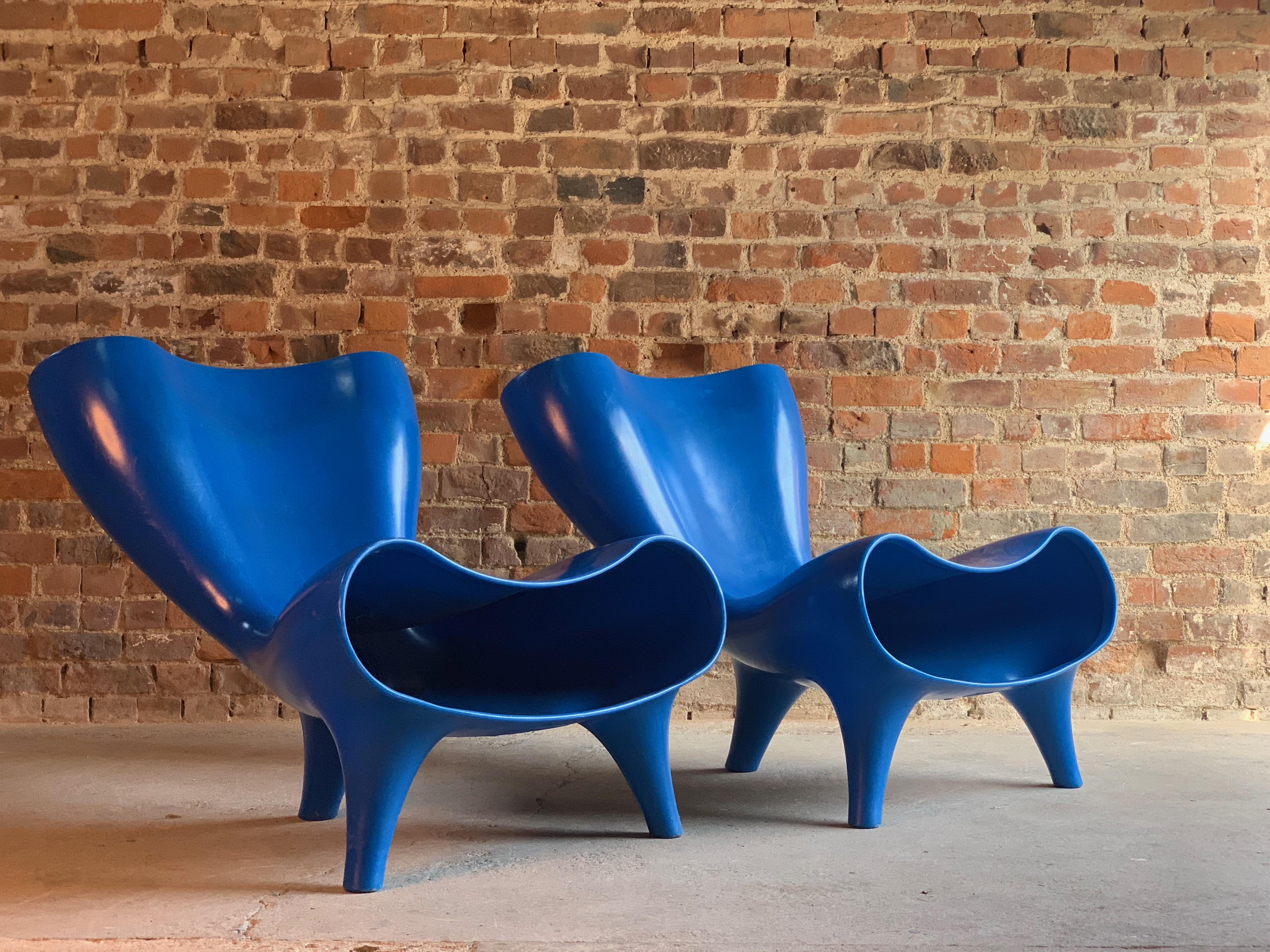 Marc Newson Electric Blue Orgone Chair, circa 1993 1