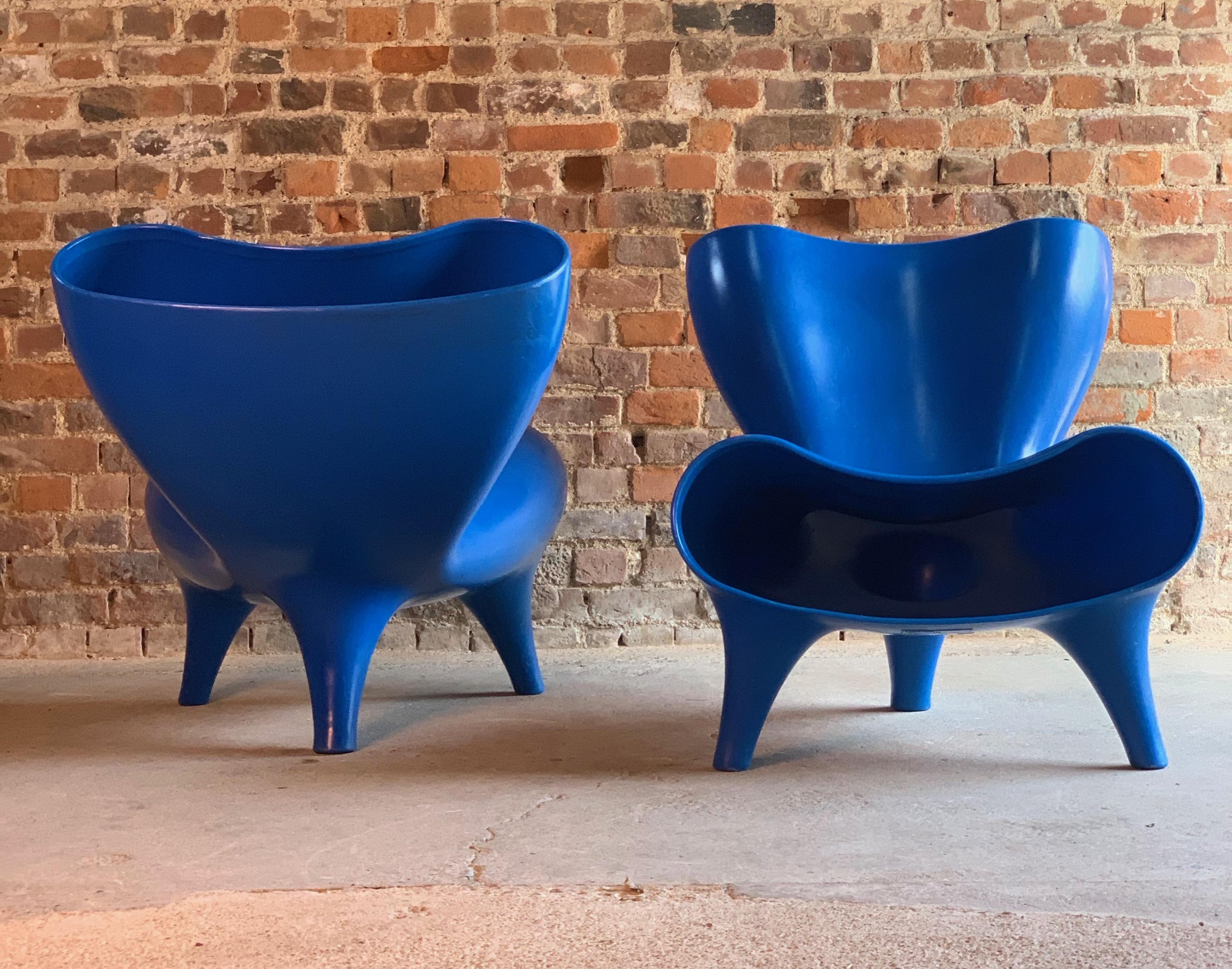 Modern Marc Newson Electric Blue Orgone Chair, circa 1993