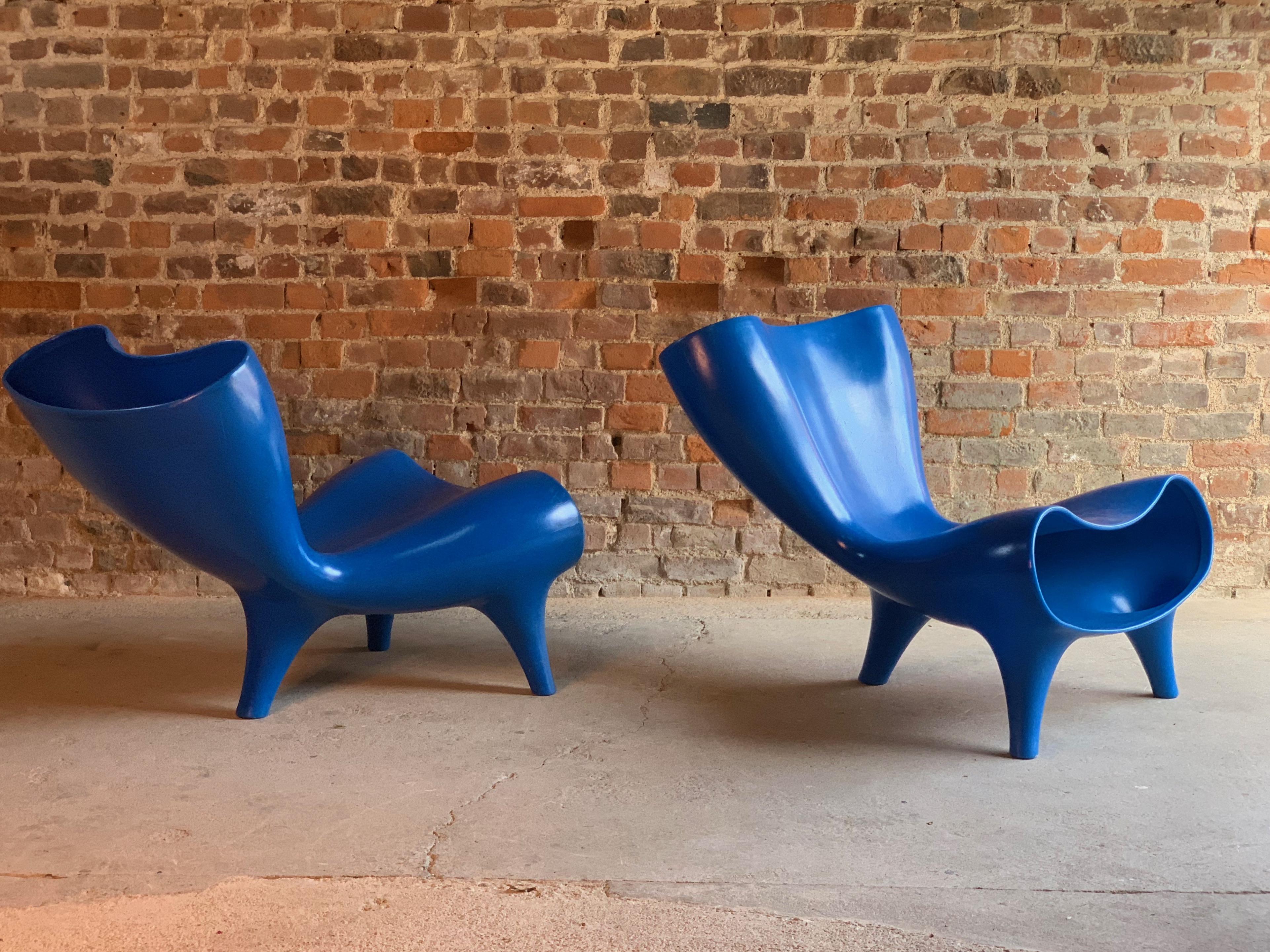 Italian Marc Newson Electric Blue Orgone Chair, circa 1993