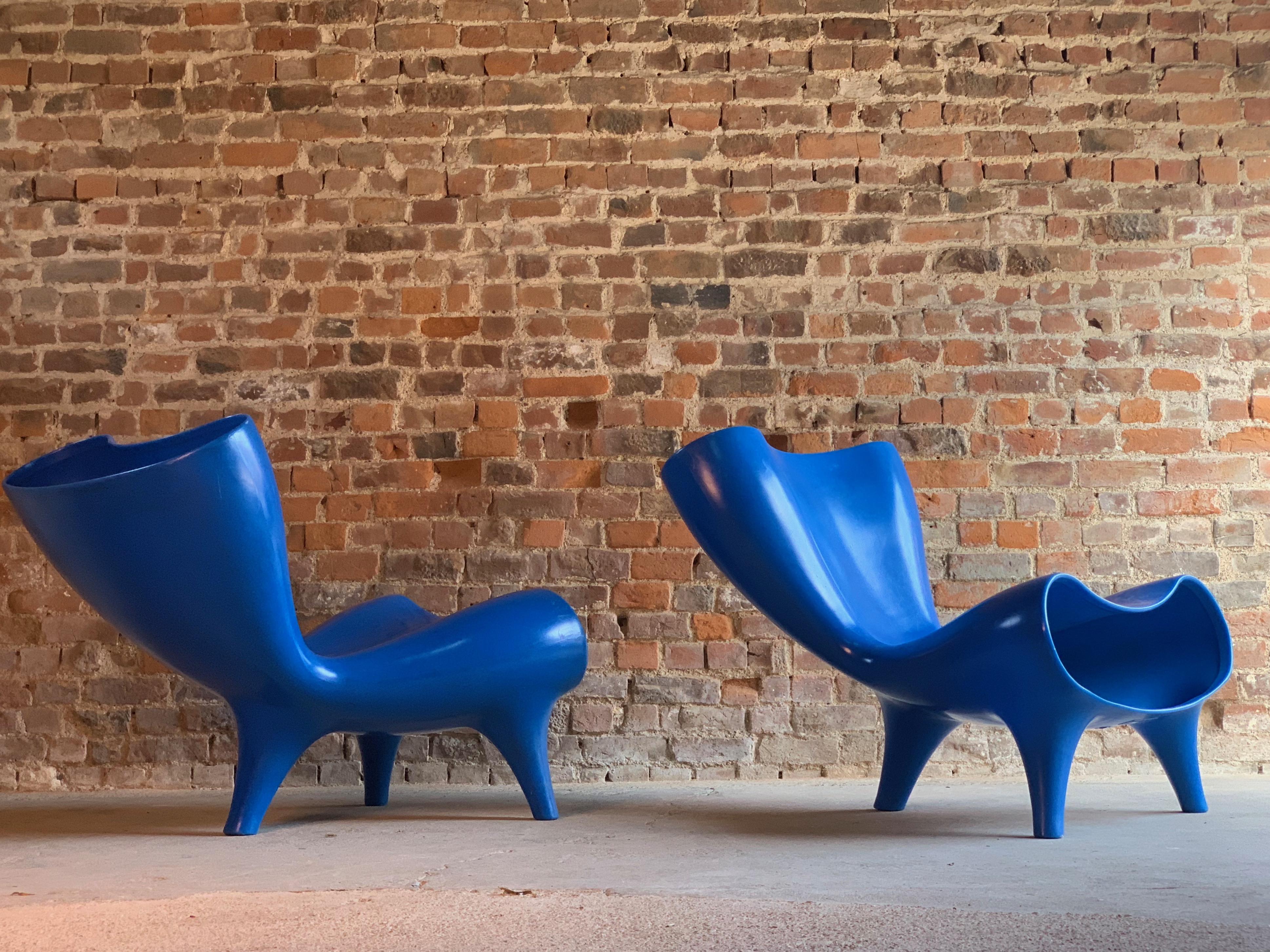 Late 20th Century Marc Newson Electric Blue Orgone Chair, circa 1993