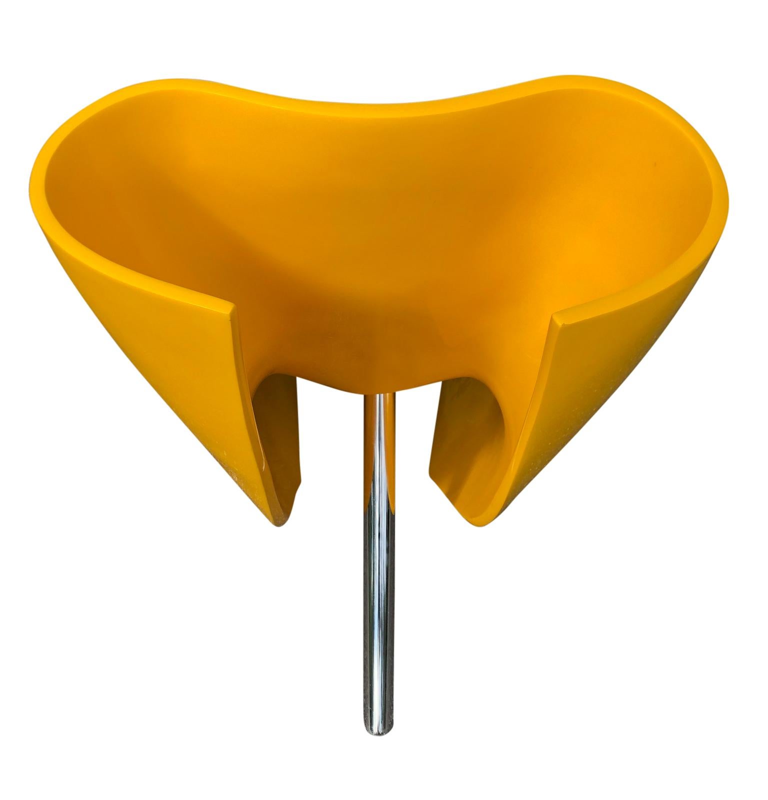 Unknown Marc Newson Felt Chair in Yellow Fiberglass Shell