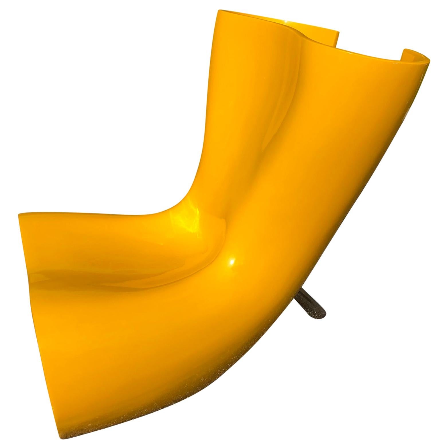 Marc Newson Felt Chair in Yellow Fiberglass Shell