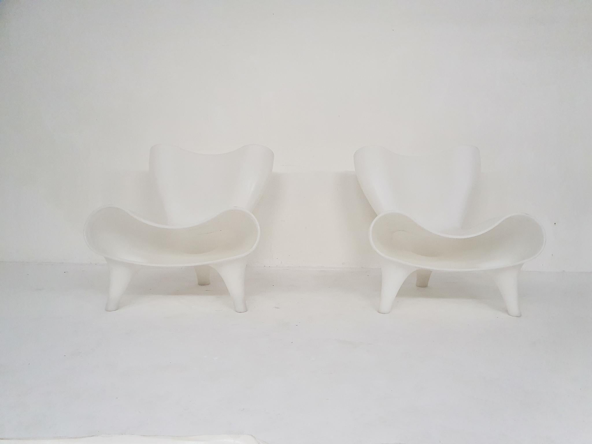 Fiberglass Marc Newson for Cappellini “Orgone” White Plastic Lounge Chairs, 2017