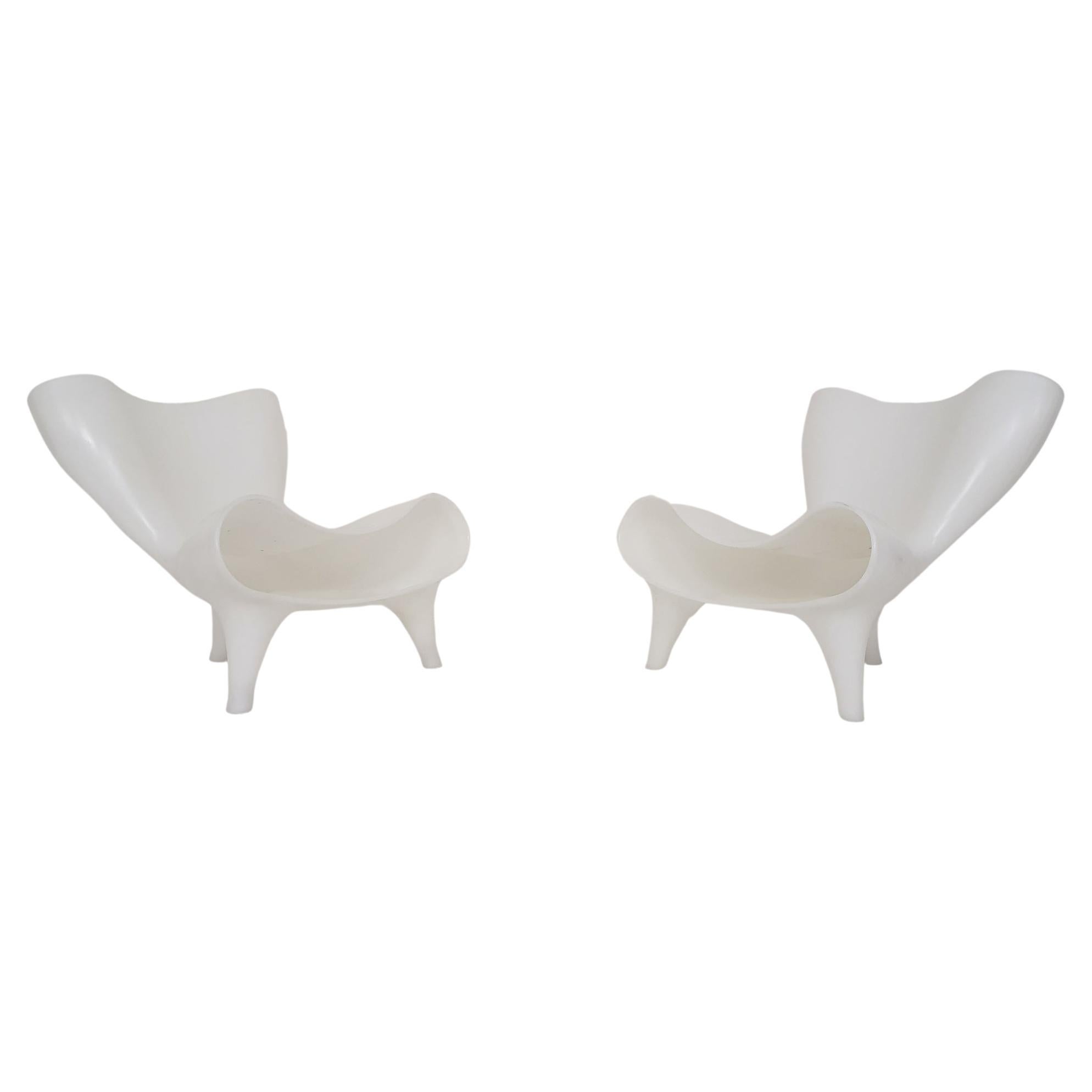 Marc Newson for Cappellini “Orgone” White Plastic Lounge Chairs, 2017