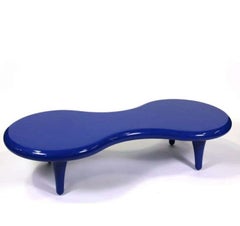 Marc Newson Orgone Table in Blue Fiberglass and Poplar for Cappellini