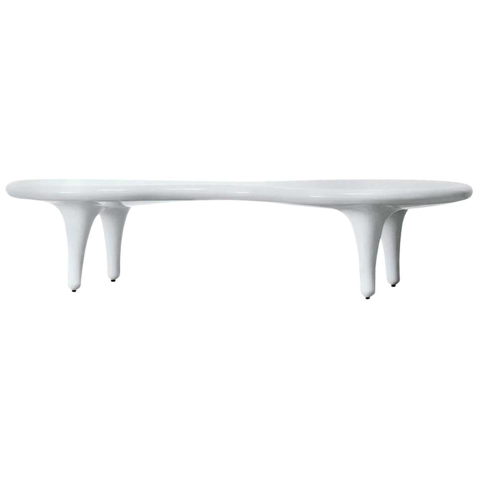 Marc Newson Orgone Table in White Fiberglass and Poplar for Cappellini