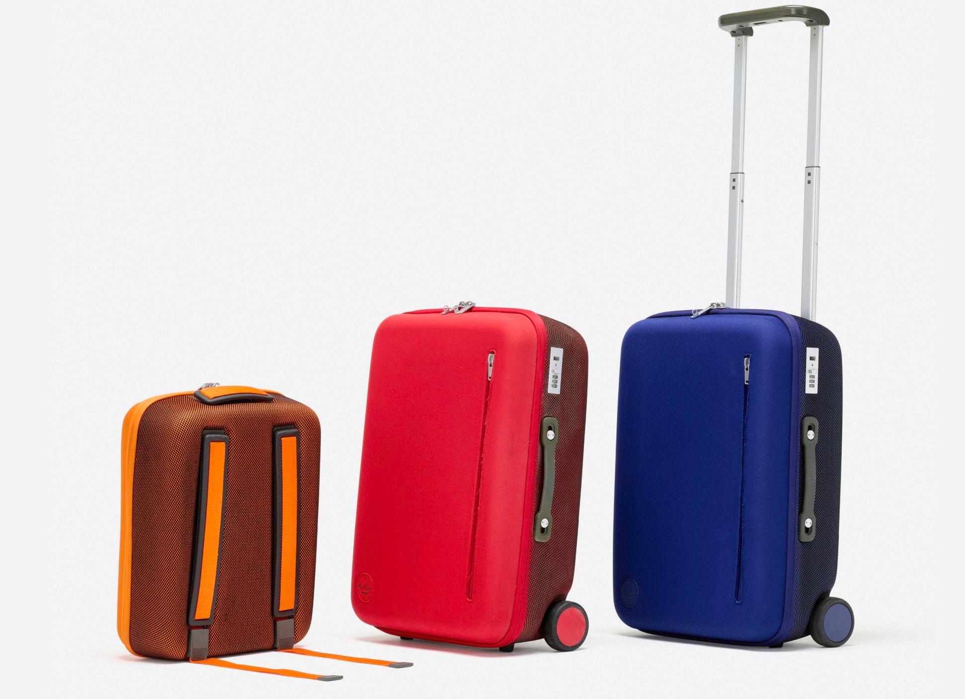 Set di tre bagagli Marc Newson Scope (2025)
Progettato per Samsonite
Materiali:
Plastica ABS
Tessuto balistico
Laminato EVA (gomma)
Tessuto a rete
Dimensioni:
Valigie a mano: 8