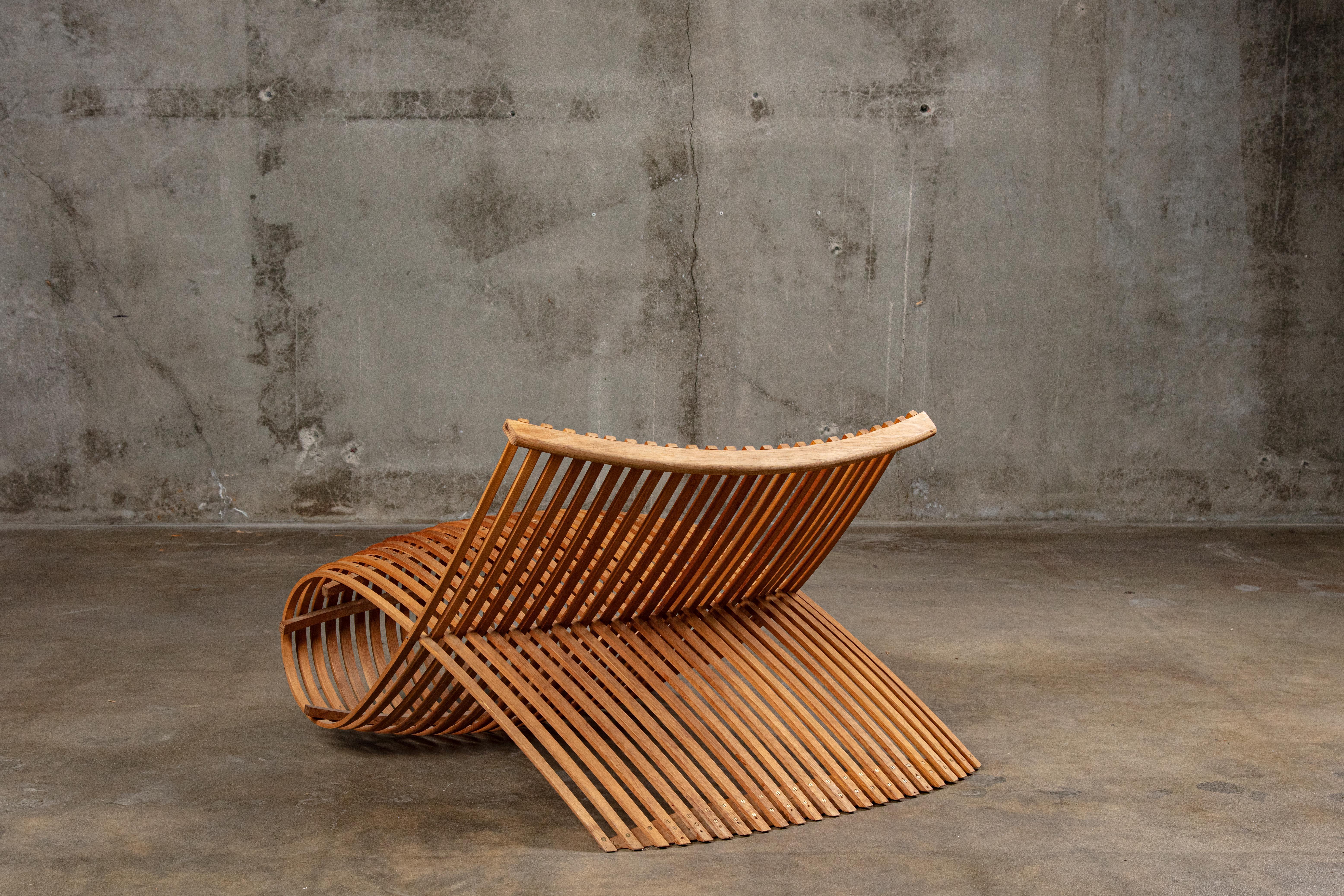 slatted wood lounger