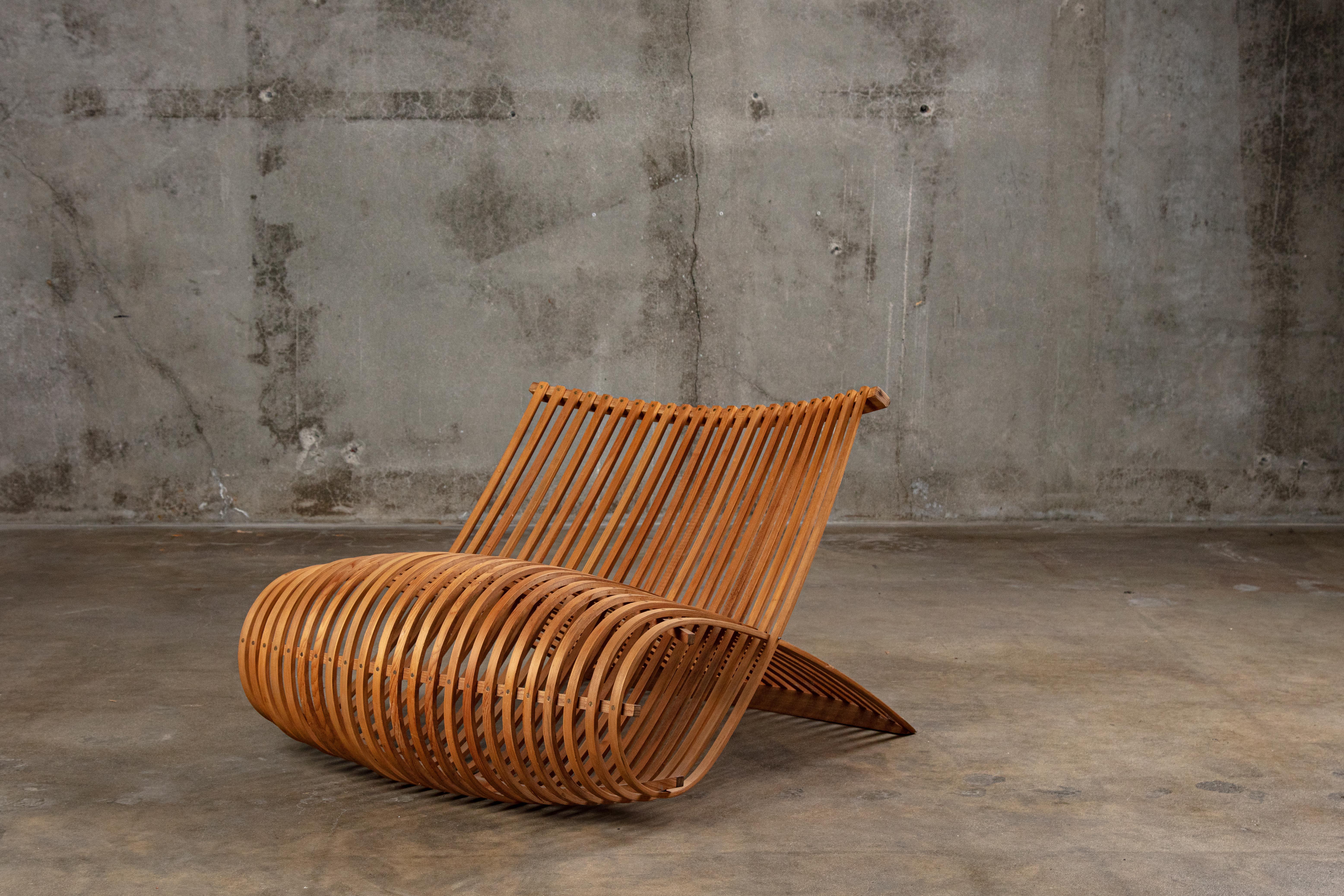 Mid-Century Modern Marc Newson Wooden Slatted Lounge Chair