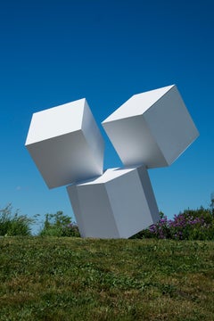 Cube Drop (commission) - aluminum, geometric, large outdoor sculpture