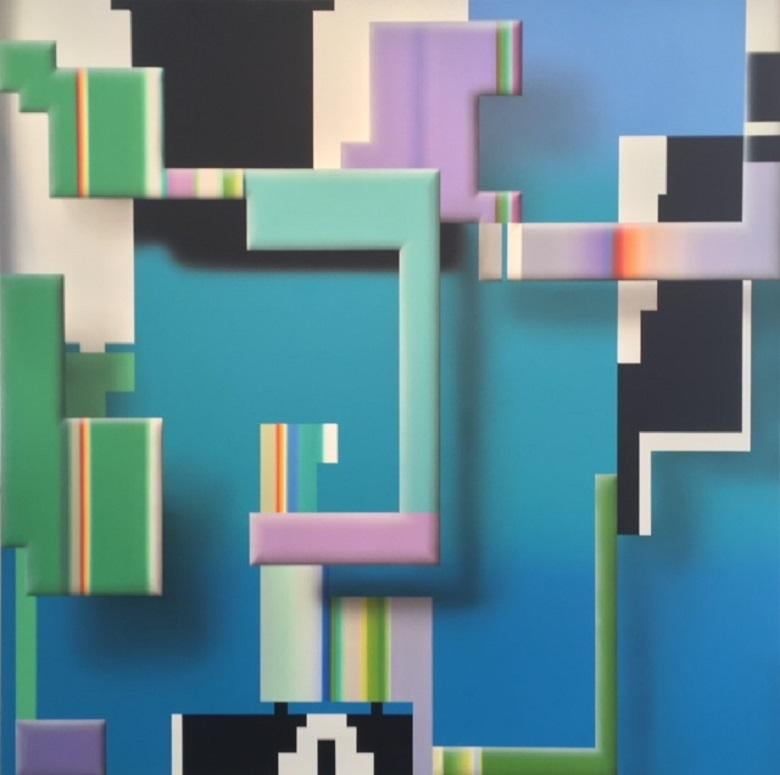 Abstract Painting Marc Podawczyk - V-MD X 43-2 peinture à l'huile sur toile Design numérique - Art abstrait en stock