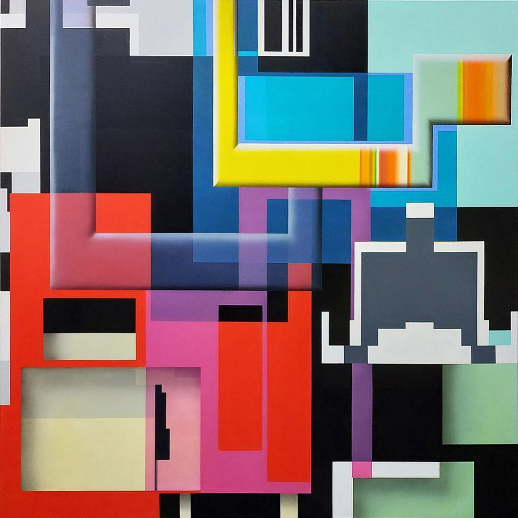Marc Podawczyk Abstract Painting - V-MD X 60 Oil Painting on Canvas Digital Design Abstract Art In Stock