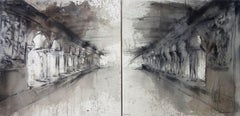Marc Prat Painting: Agora - dyptic, mixed technique on canvas 70 x 140 cm