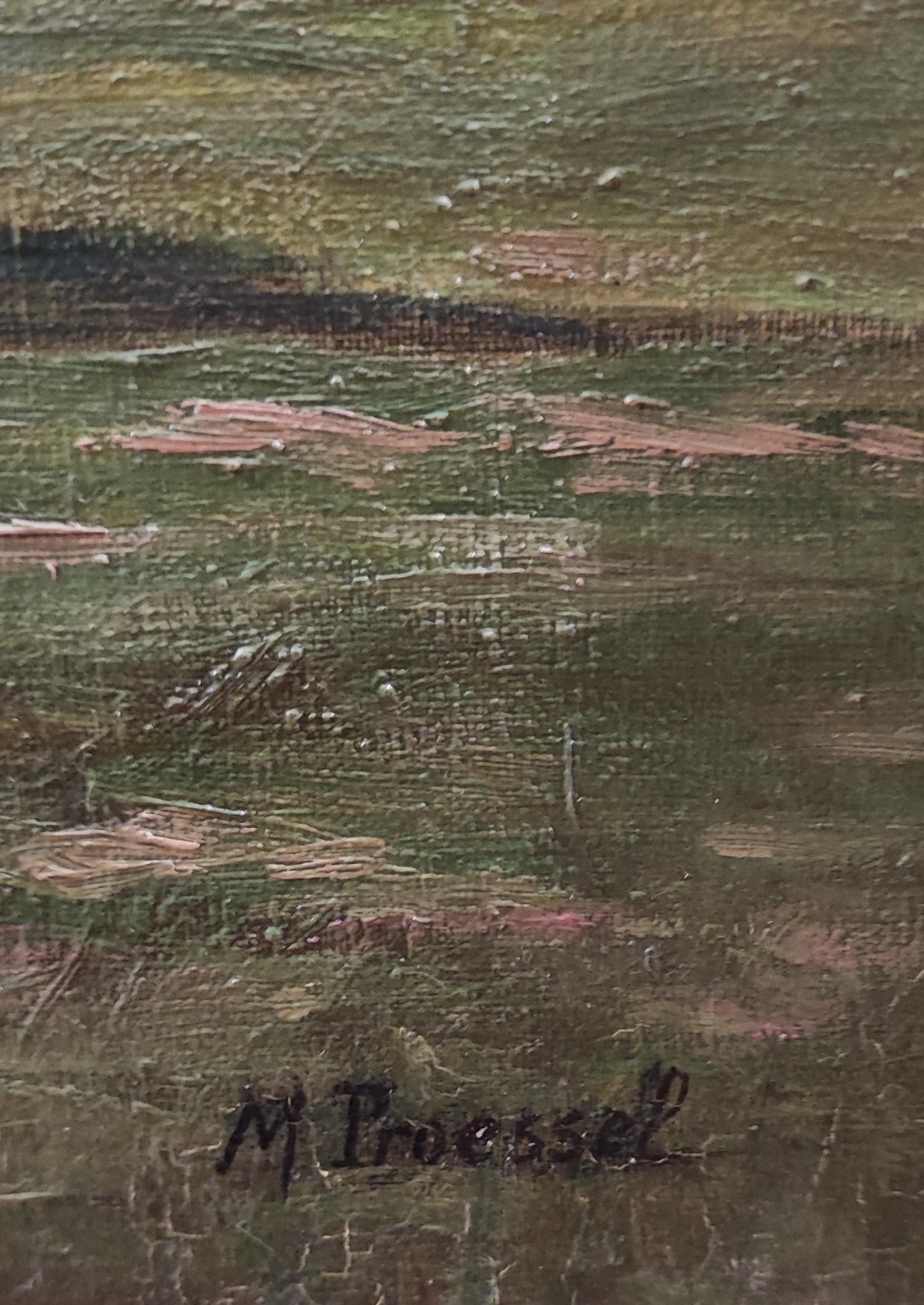 Work on canvas
Wooden frame with burgundy velvet borders
61 x 73 x 4 cm