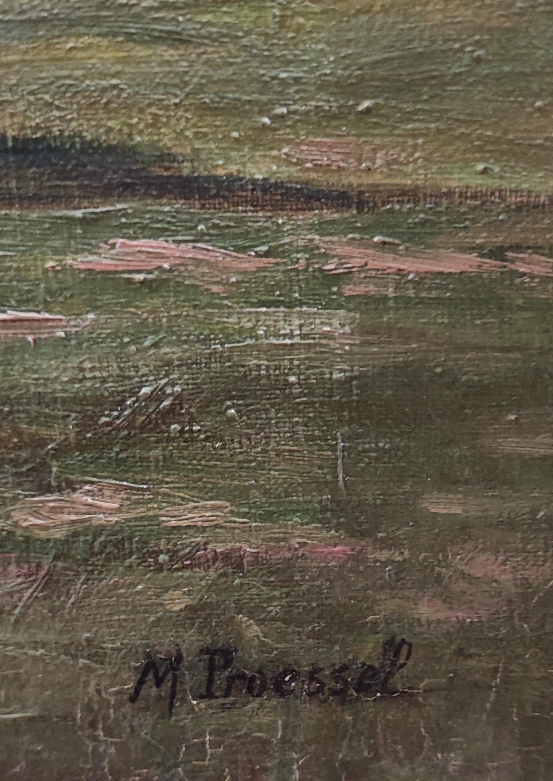 Vue vivante sur la campagne - Gris Landscape Painting par Marc Proessel