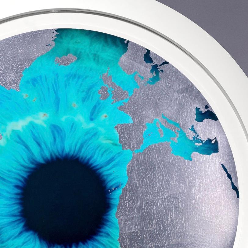 Écran d'art avec feuille d'argent, « Rain Earth », 2023 en vente 1