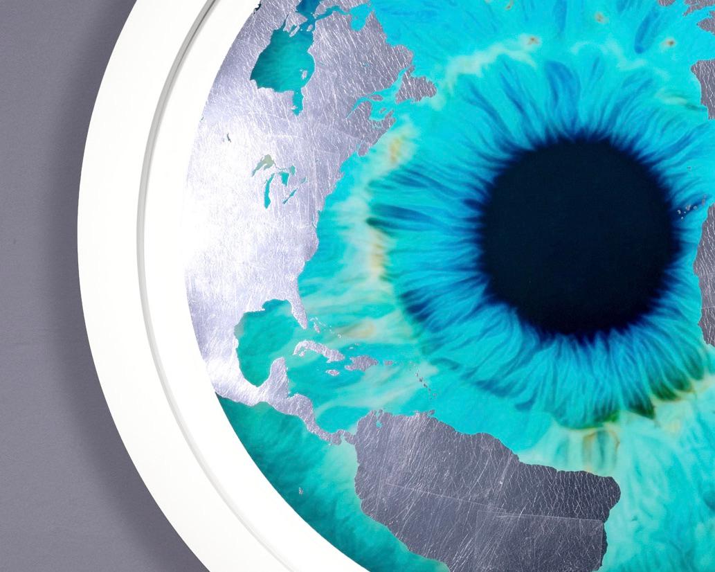 Écran d'art avec feuille d'argent, « Rain Earth », 2023 en vente 2