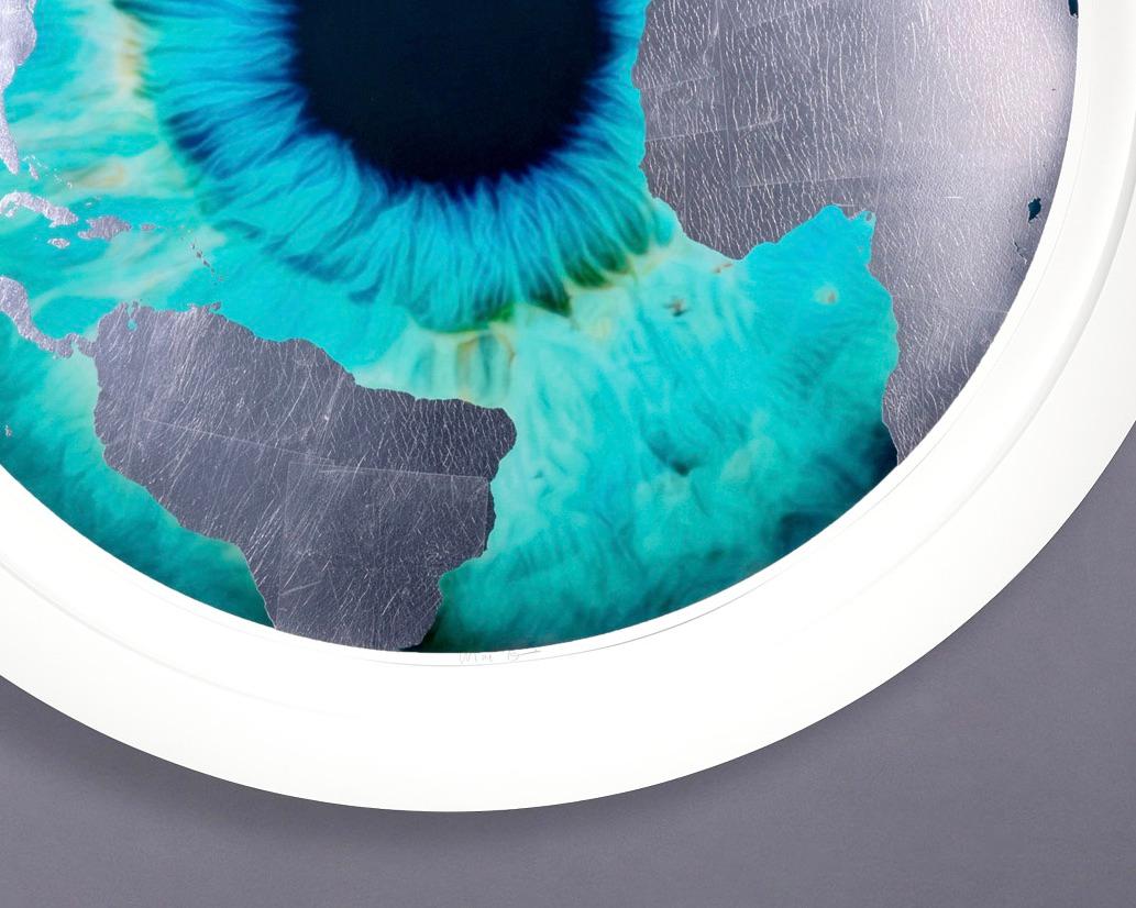 Écran d'art avec feuille d'argent, « Rain Earth », 2023 en vente 3