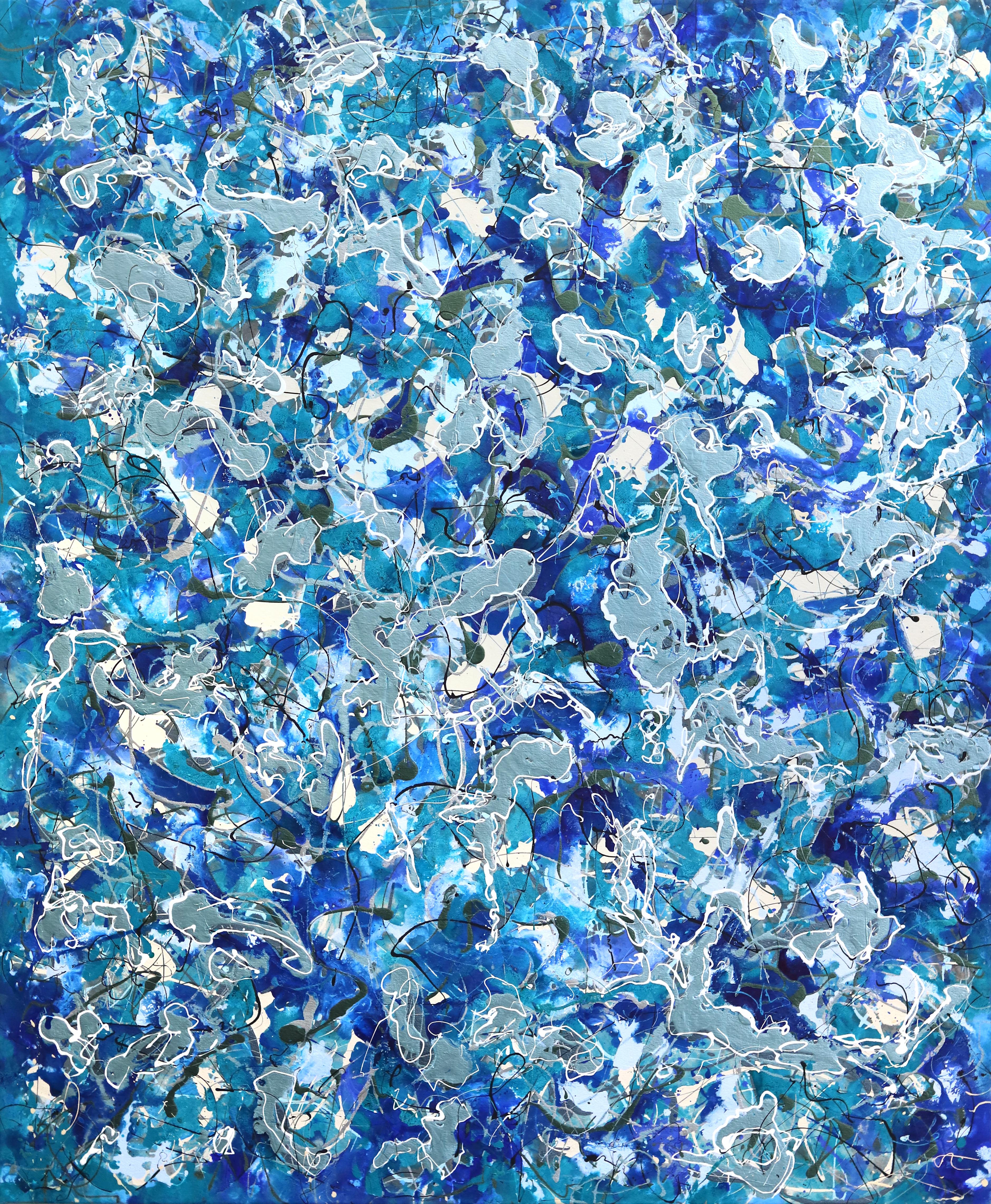 Blue Serenity - Abstract Blue Expressionist Original Textural Action Painting