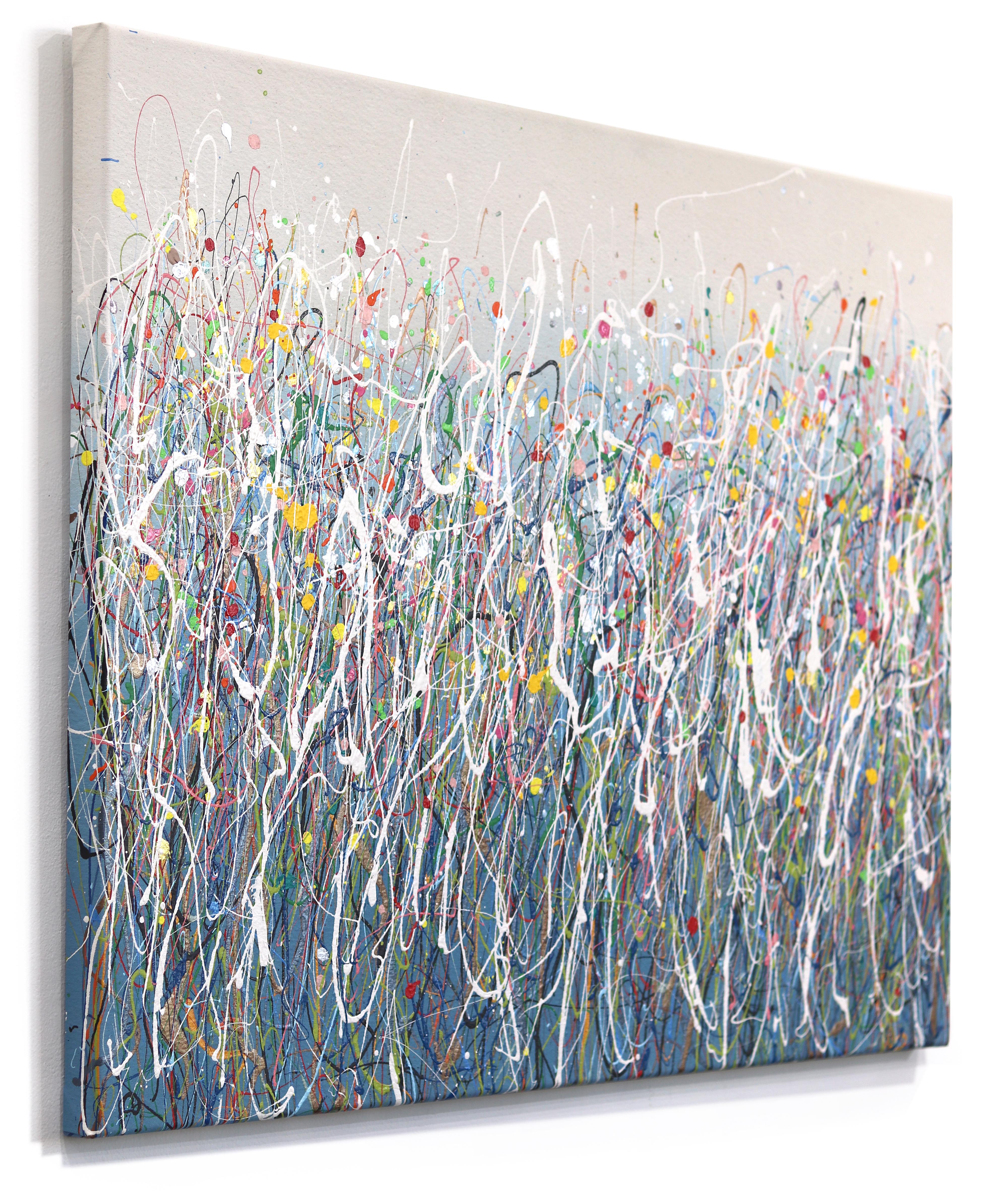 Celebrazione 3 - Pittura testuale espressionista astratta - Abstract Painting Grigio di Marc Raphael