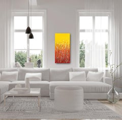 Celebrate Now - Peinture expressionniste texturale abstraite aux tons chauds et flamboyants