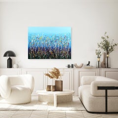 Celebration 6 - Abstract Expressionist Vibrant Blue Tone Textural Drip Painting