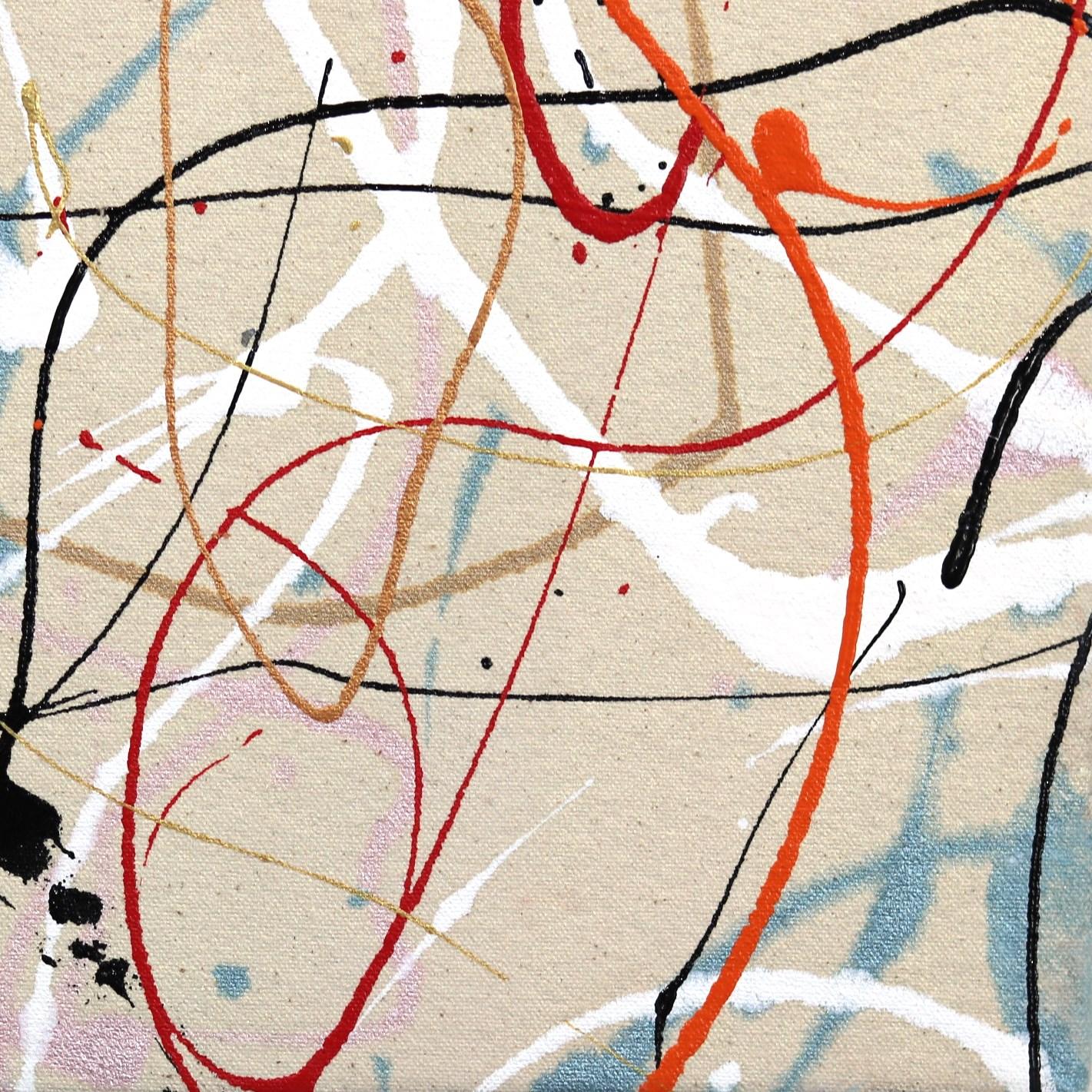 Cocktail e Sinatra - Action Drip Painting astratto neutrale e espressionista in vendita 5