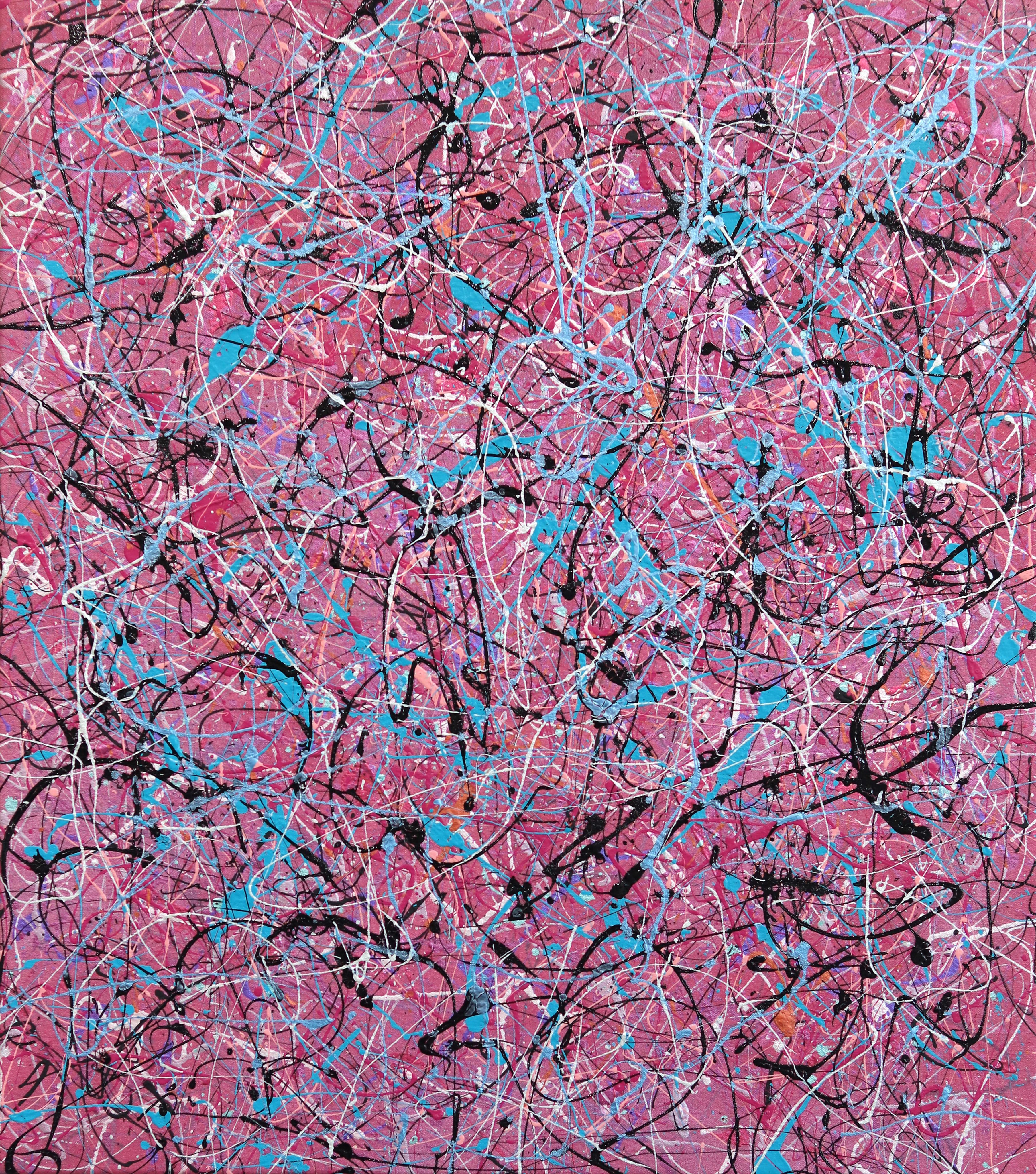 Cosmic Dance - Colorful Original Layered Magenta Expressionist Action Painting