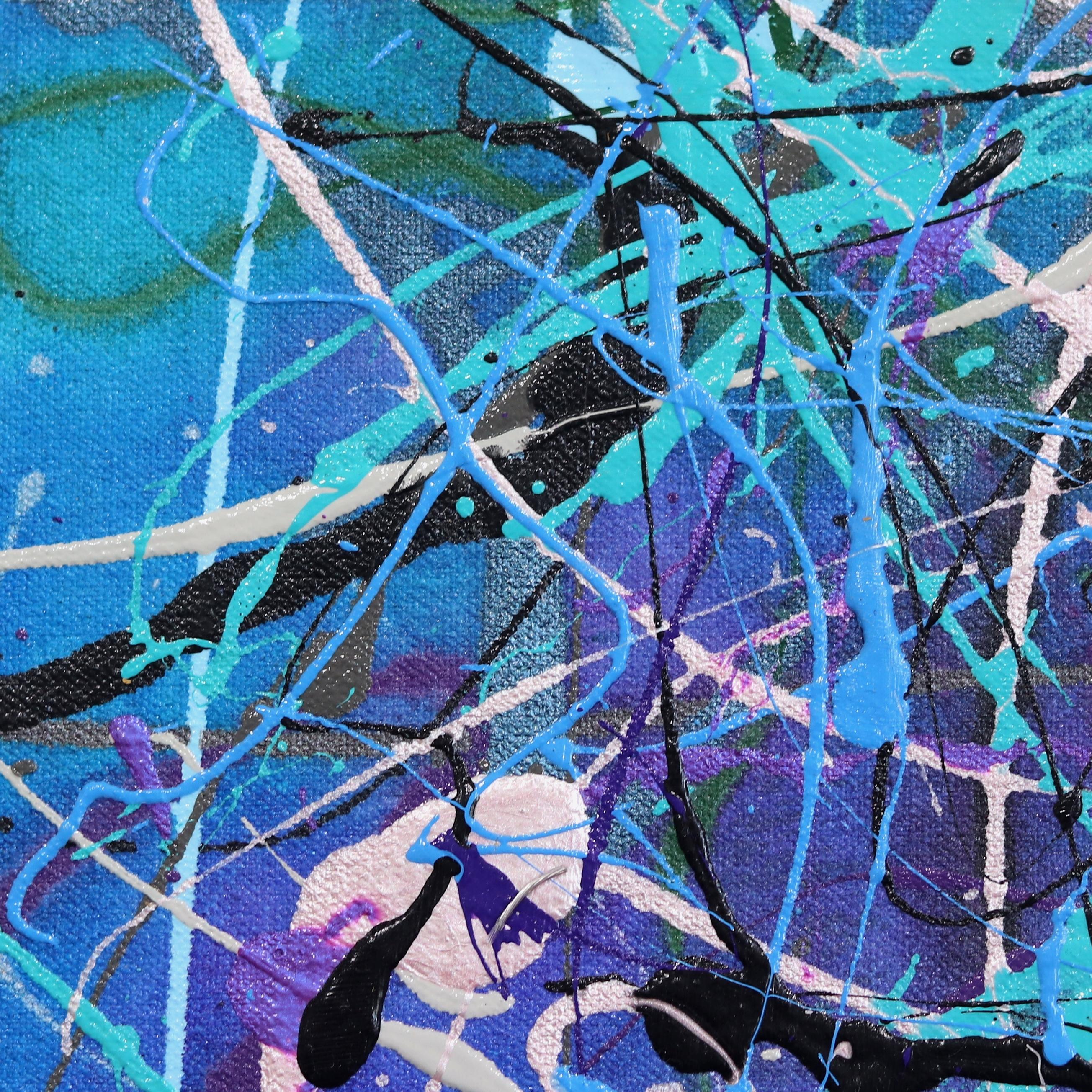 Deconstructed Blue #4 - Unique Expressionist Action Painting For Sale 1