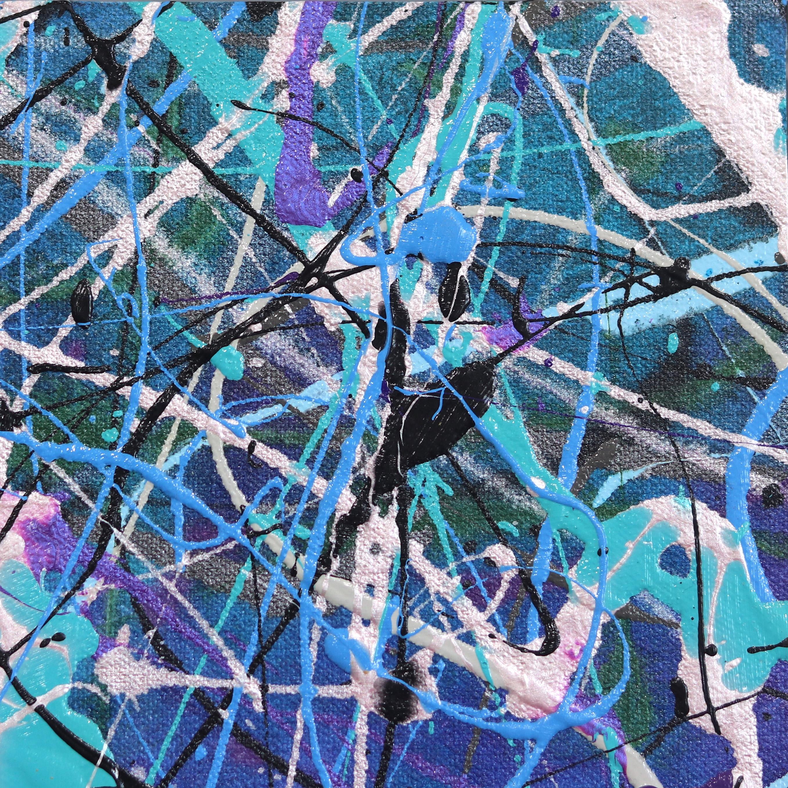 Deconstructed Blue #4 - Unique Expressionist Action Painting For Sale 3