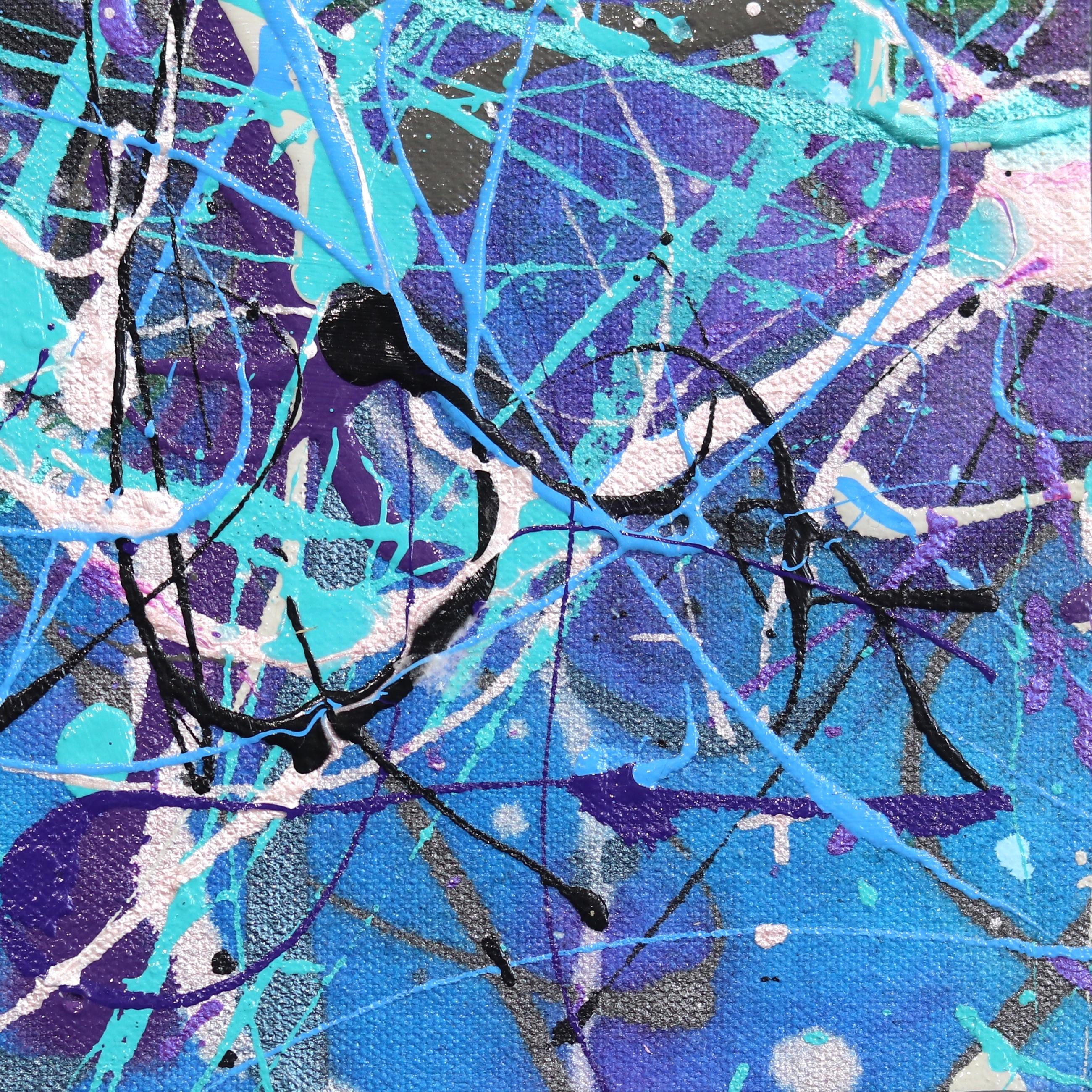 Deconstructed Blue #4 - Unique Expressionist Action Painting For Sale 6