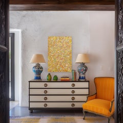 Fiesta (Yellow) - Abstract Color Drenched Expressionist Textural Drip Painting