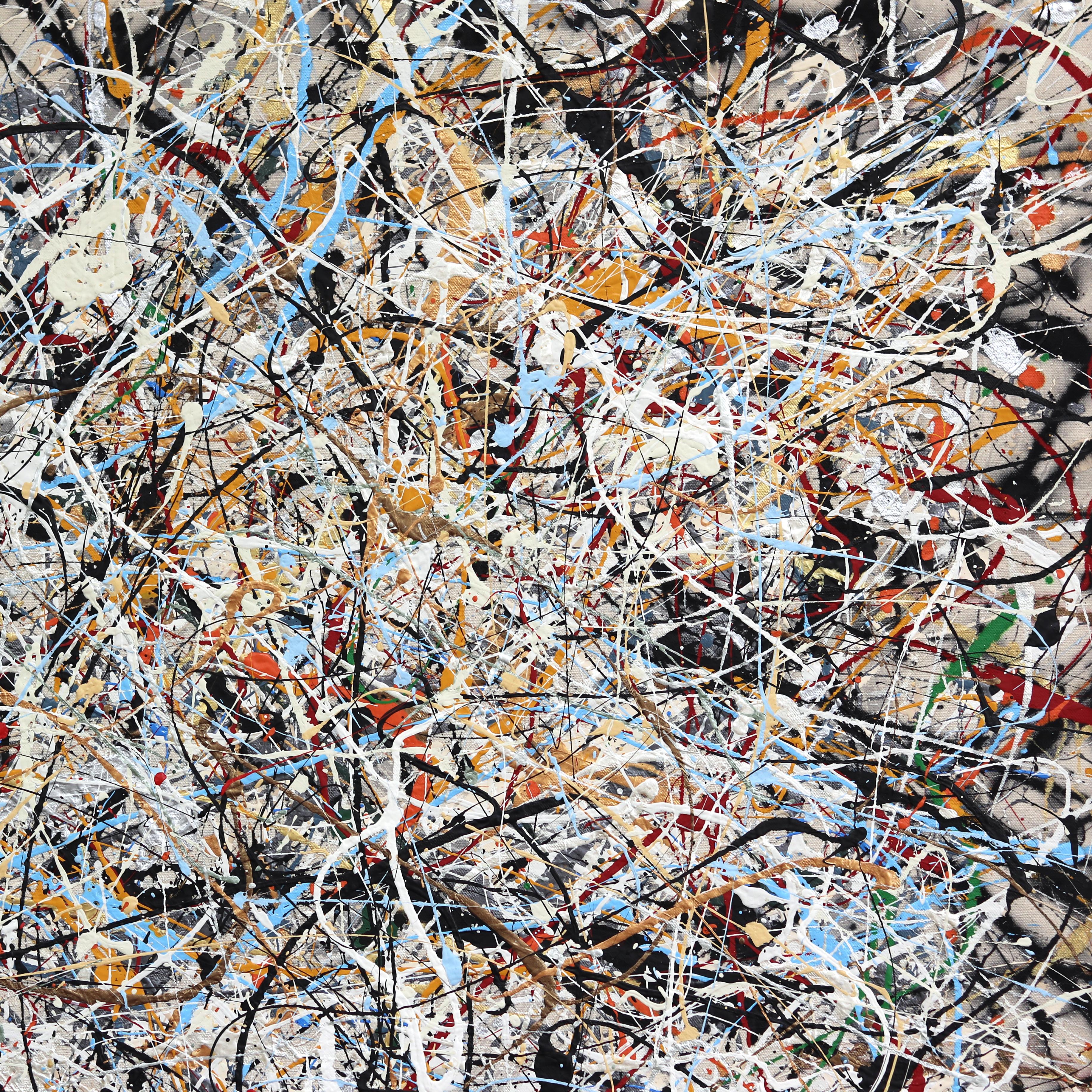 Find Yourself - Contemporary Abstract Textural Drip Painting with Layered Colors im Angebot 2
