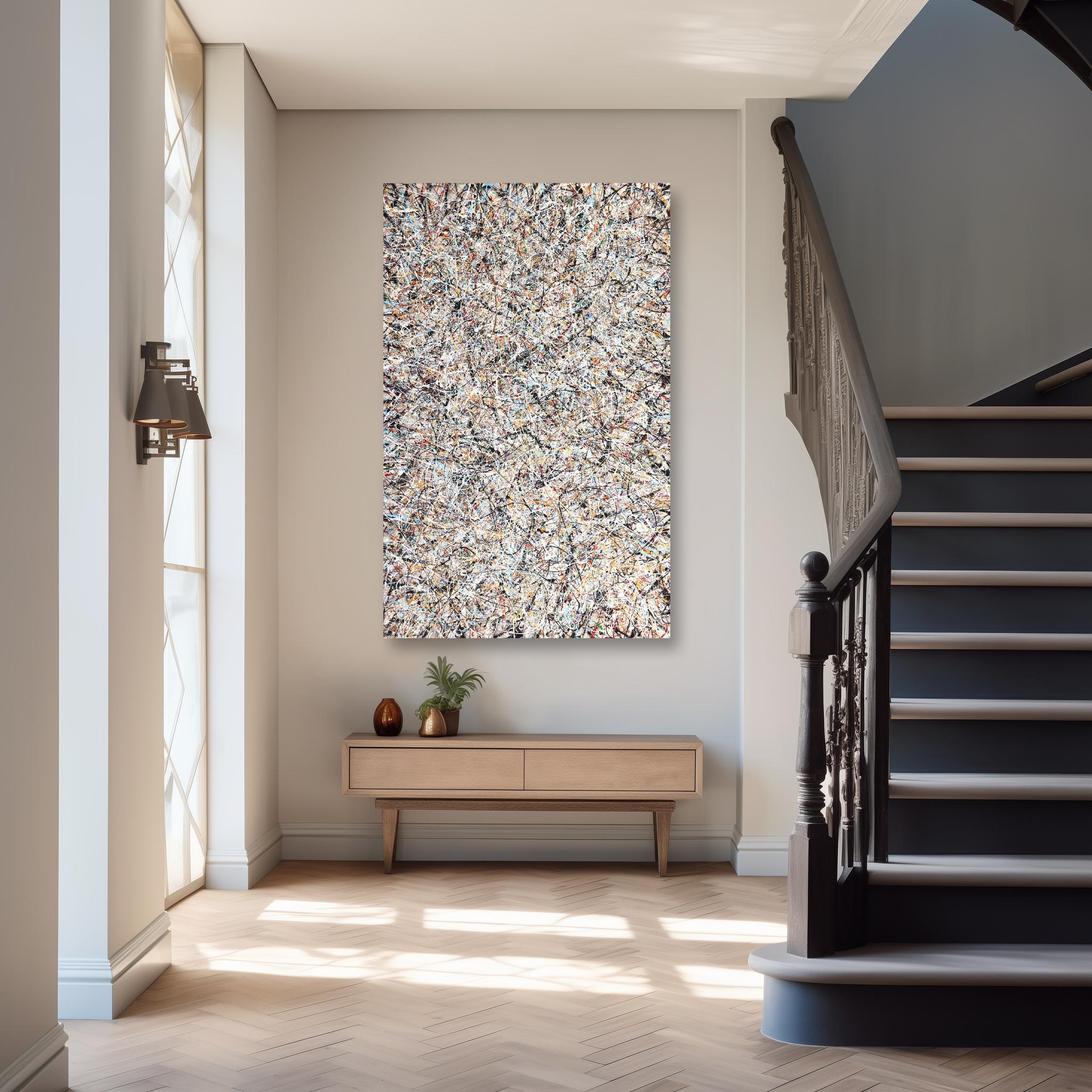 Find Yourself - Contemporary Abstract Textural Drip Painting with Layered Colors im Angebot 3
