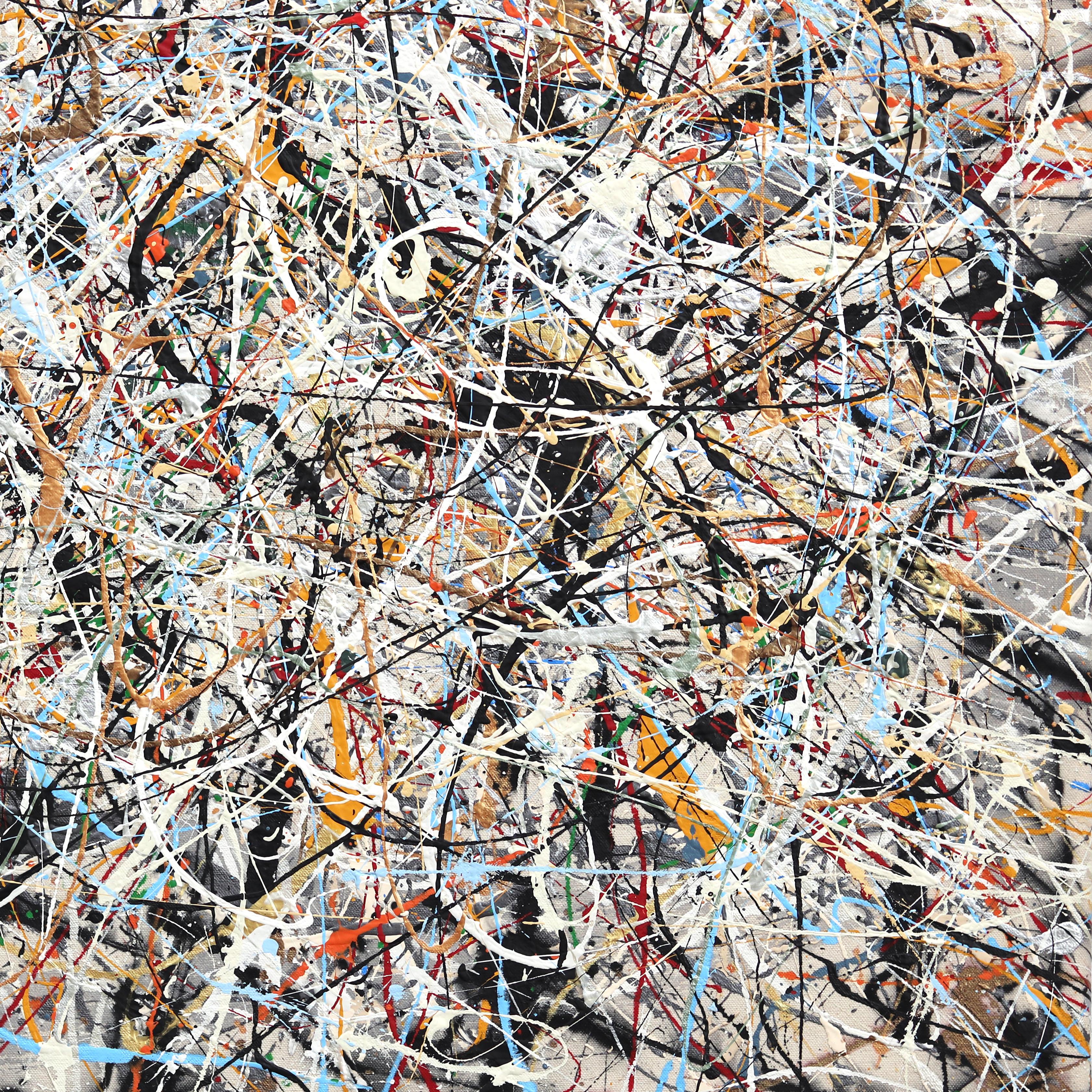 Find Yourself - Contemporary Abstract Textural Drip Painting with Layered Colors im Angebot 4