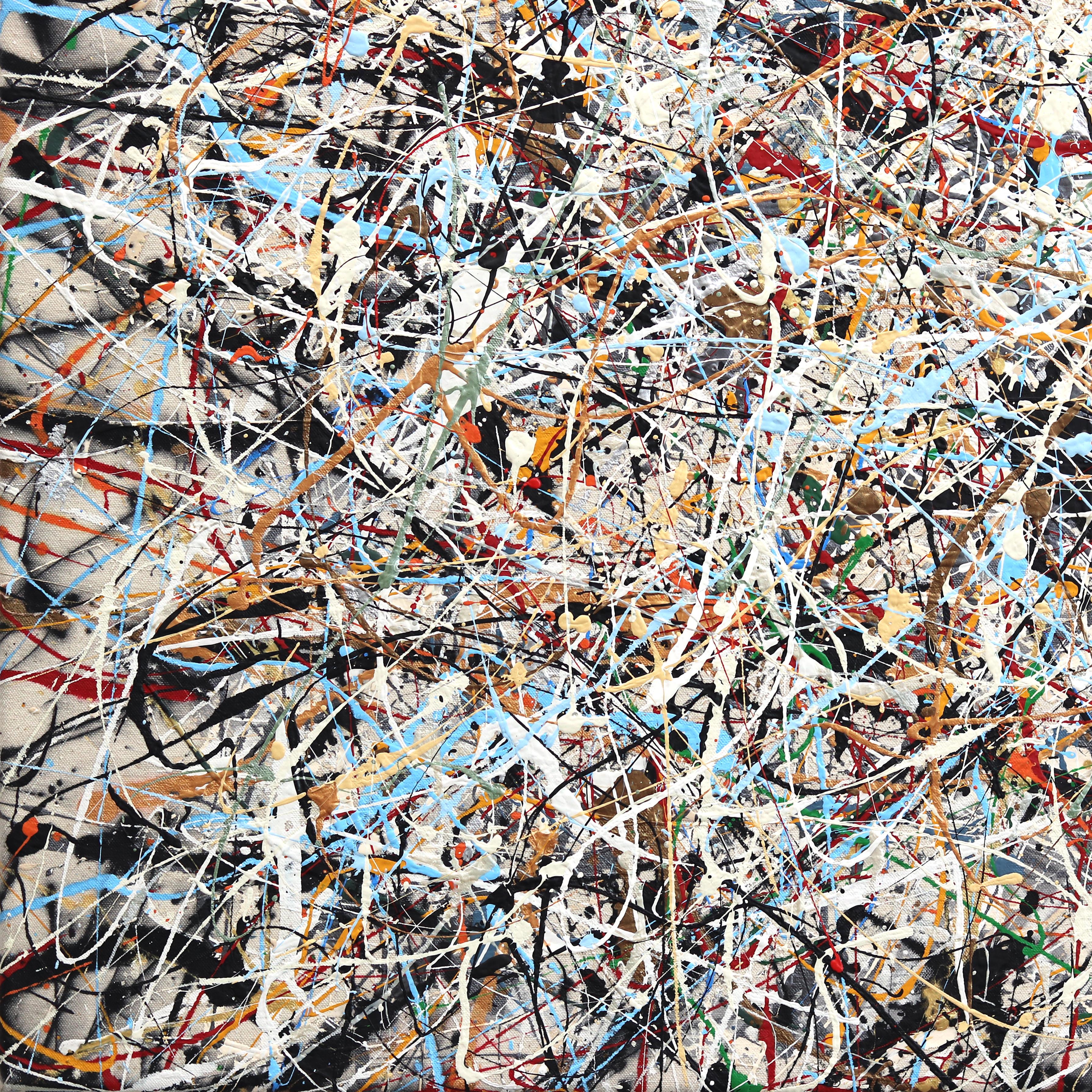 Find Yourself - Contemporary Abstract Textural Drip Painting with Layered Colors im Angebot 5