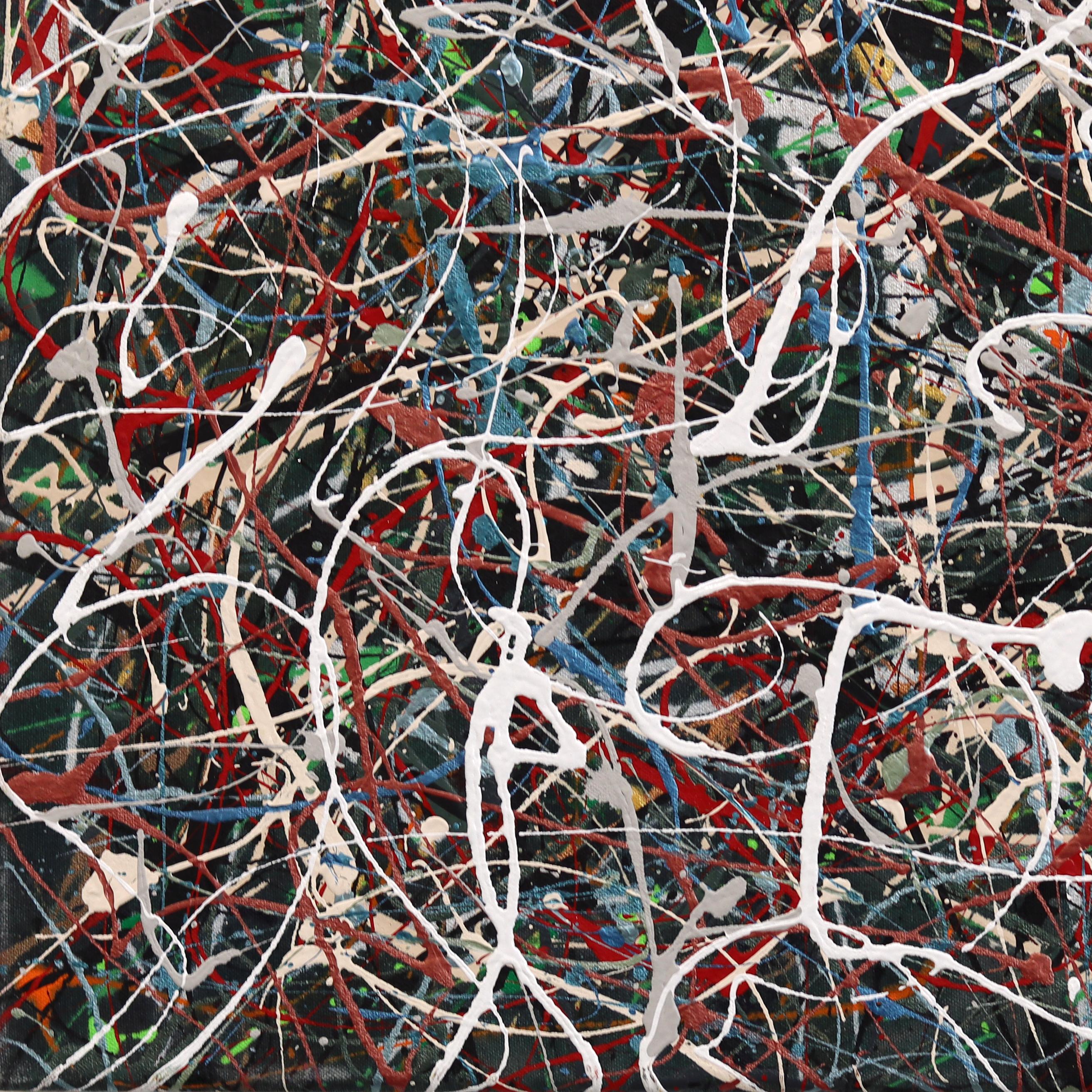 Fire in the Belly 2 - Bunte energetische abstrakte Acryl Textural Drip Painting im Angebot 2