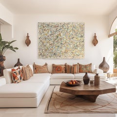 Jazzimprovisational - Grande peinture surdimensionnée de neutres abstraites et d'action texturée